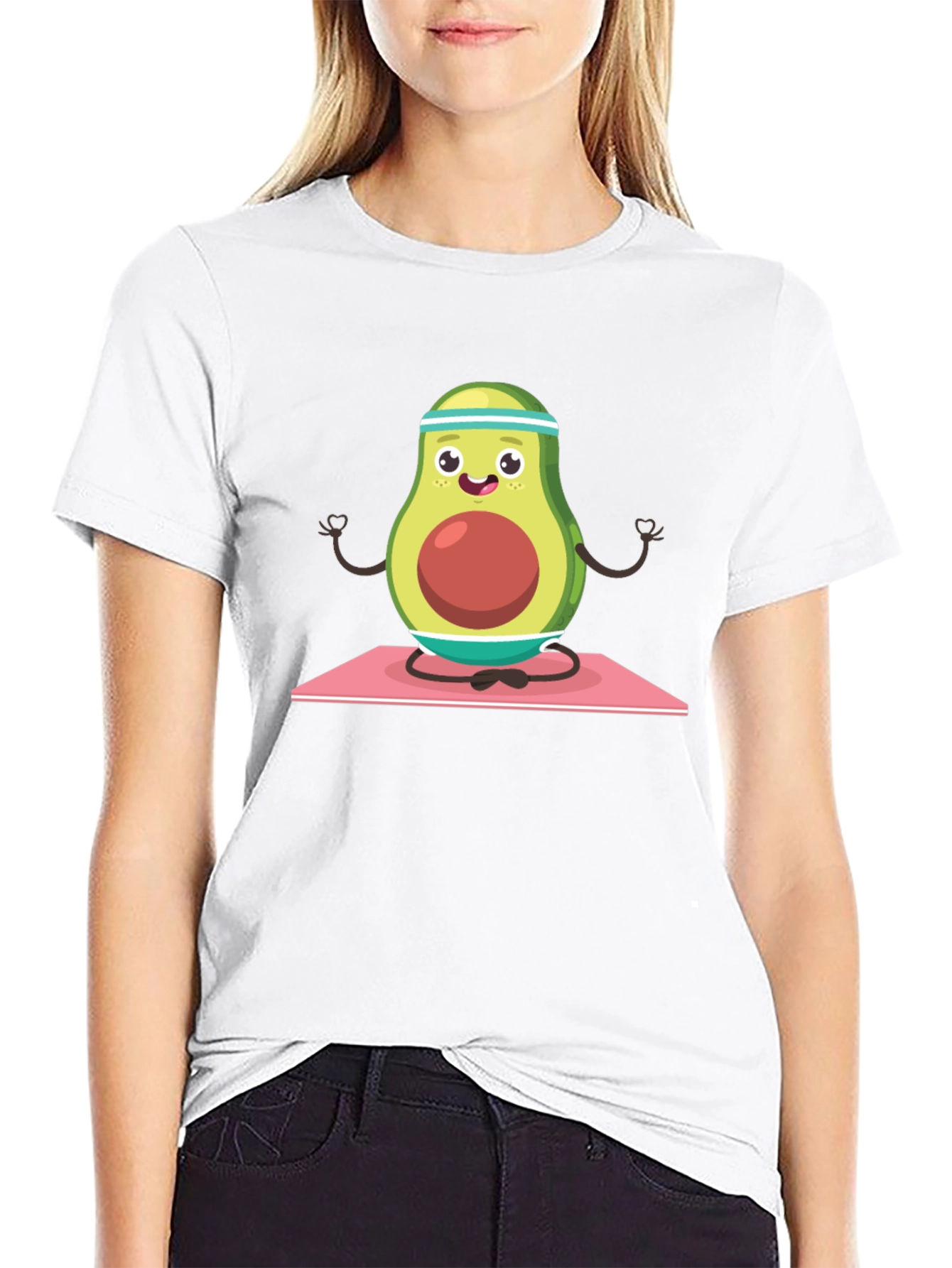 Black Yoga Avocado Men's T-Shirt - Meditating Fruit Tee view 9