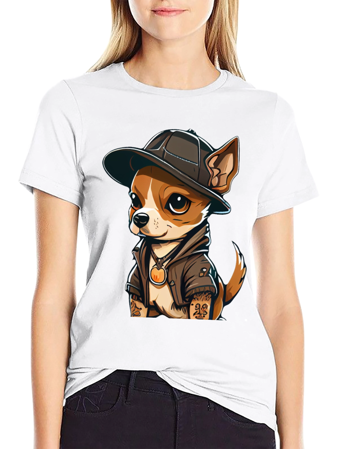 Black Cool Chihuahua Graphic T-Shirt view 9