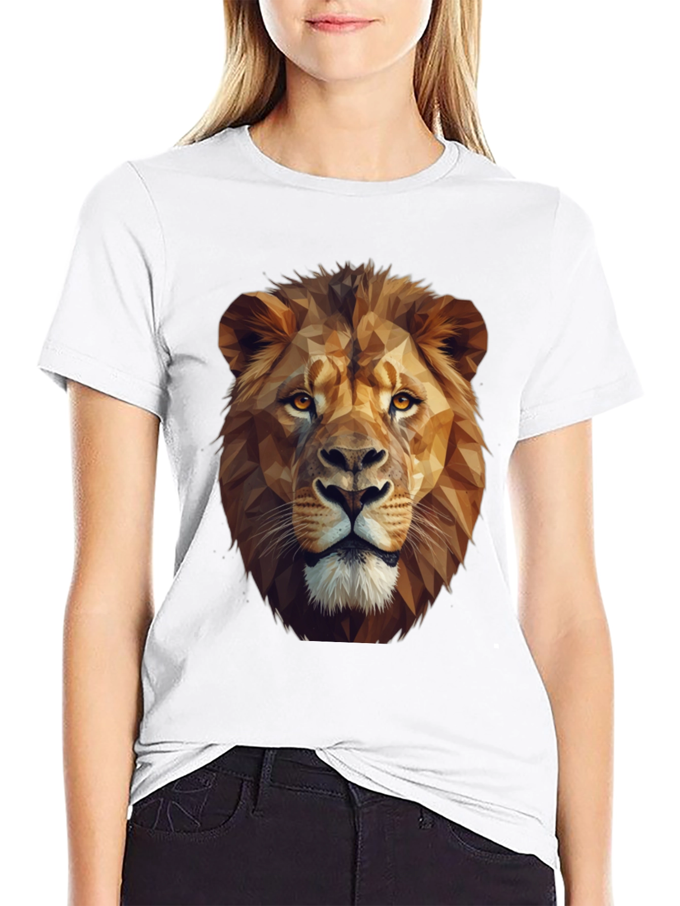 Black Geometric Lion Graphic Tee - Black Short Sleeve Shirt view 9