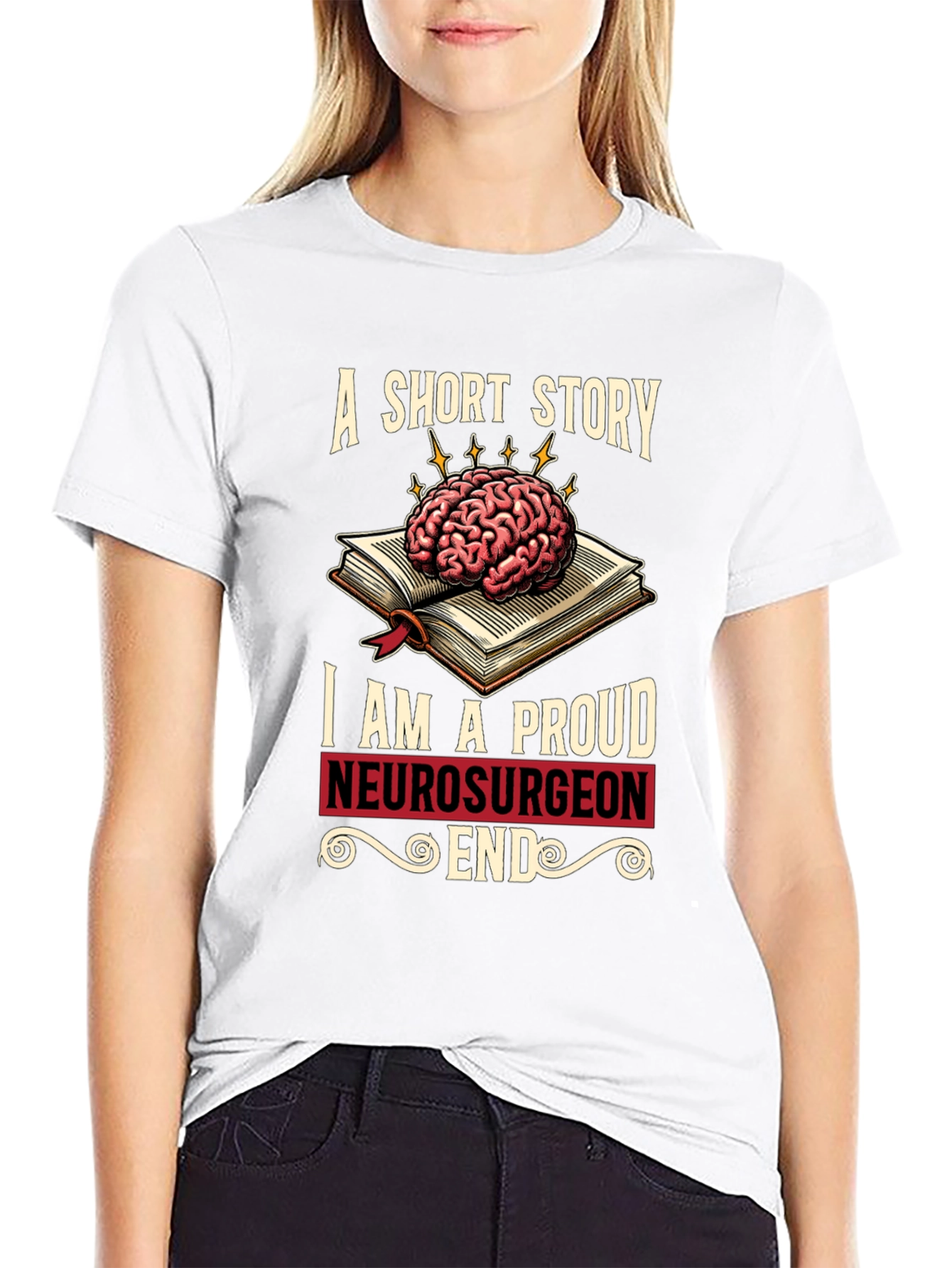Black Proud Neurosurgeon Brain Book T-Shirt view 9