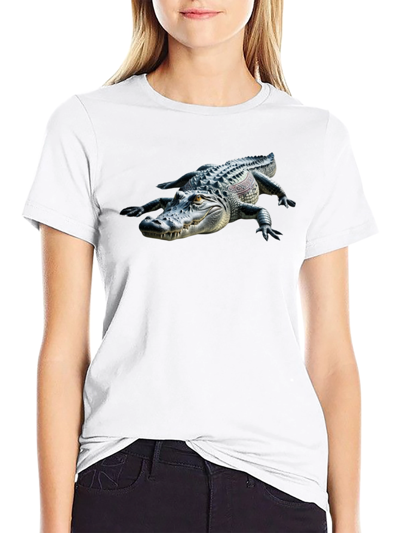 Black Alligator Graphic Black T-Shirt view 9