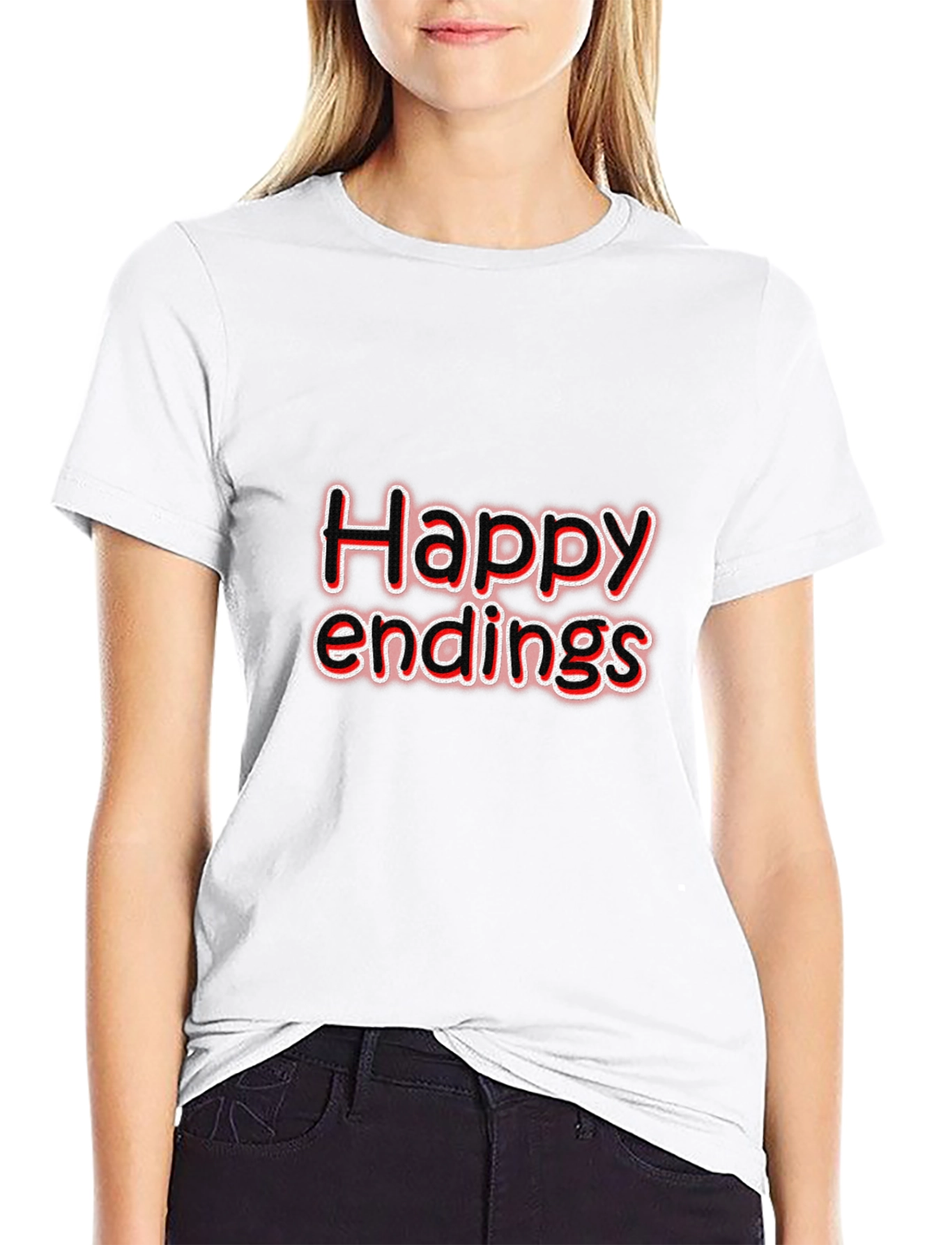 Black Happy Endings Graphic T-Shirt - Black view 9
