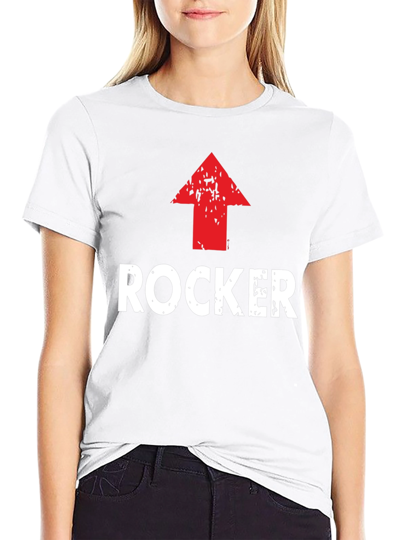 Black Rocker Up Arrow Graphic Black T-Shirt view 9