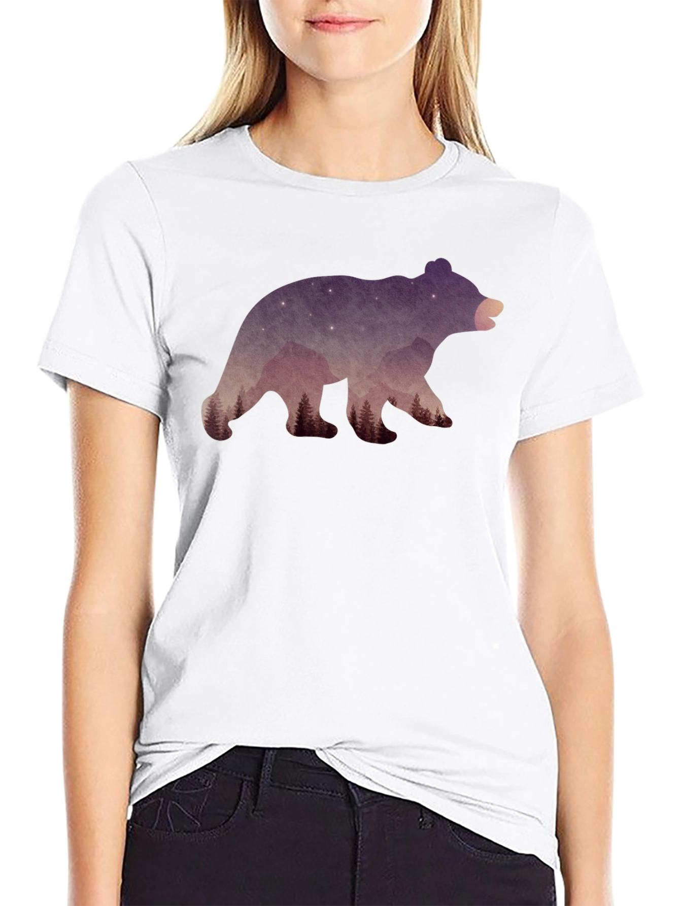 Black Nature Bear Graphic T-Shirt - Black view 9