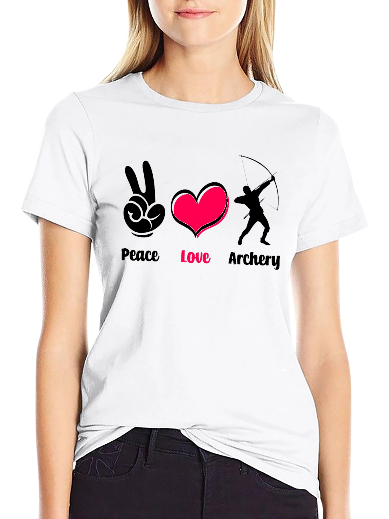 Black Peace Love Archery T-Shirt - Stylish Graphic Tee view 9