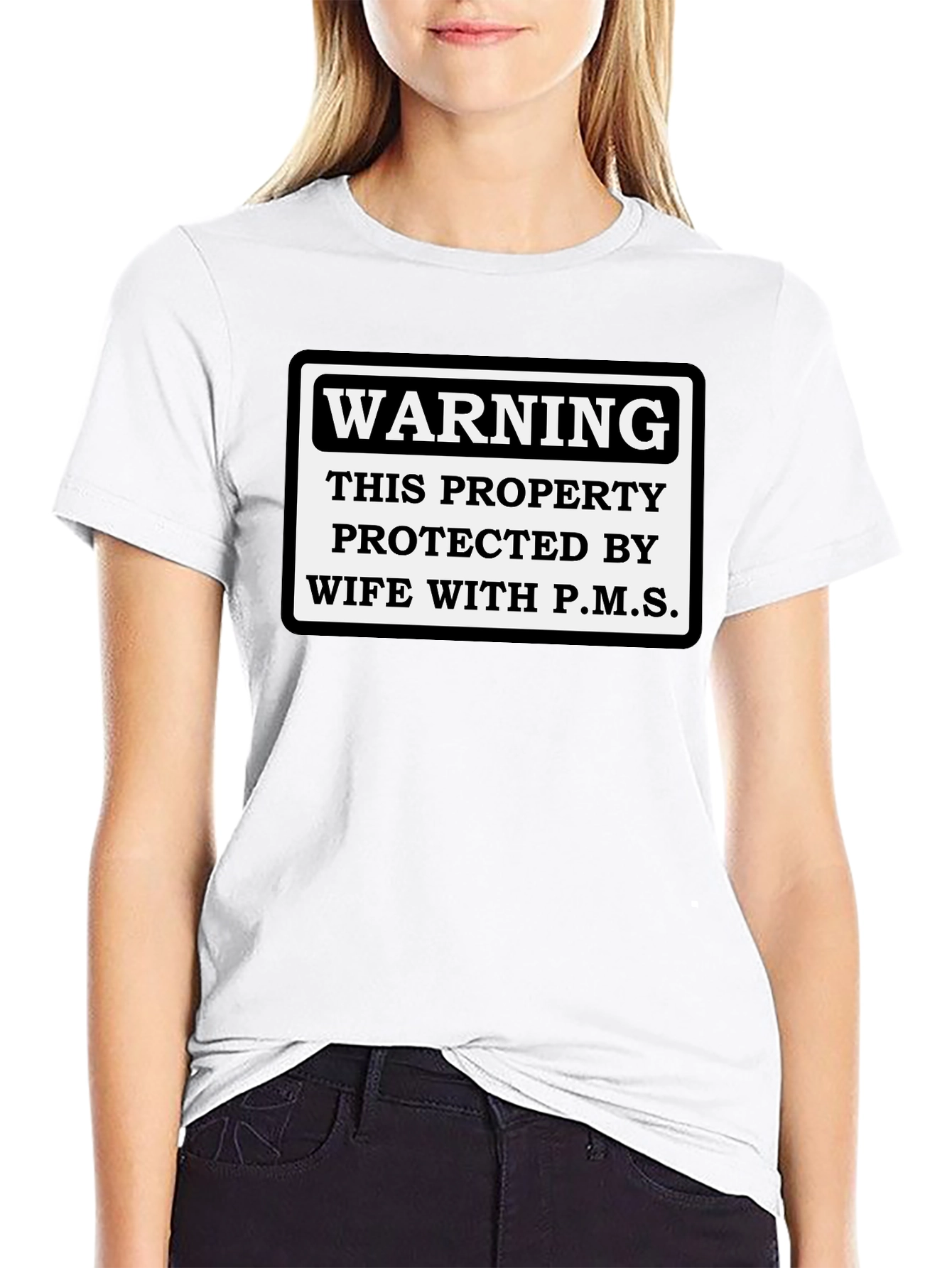 Black Warning Wife With P.M.S. T-Shirt view 9