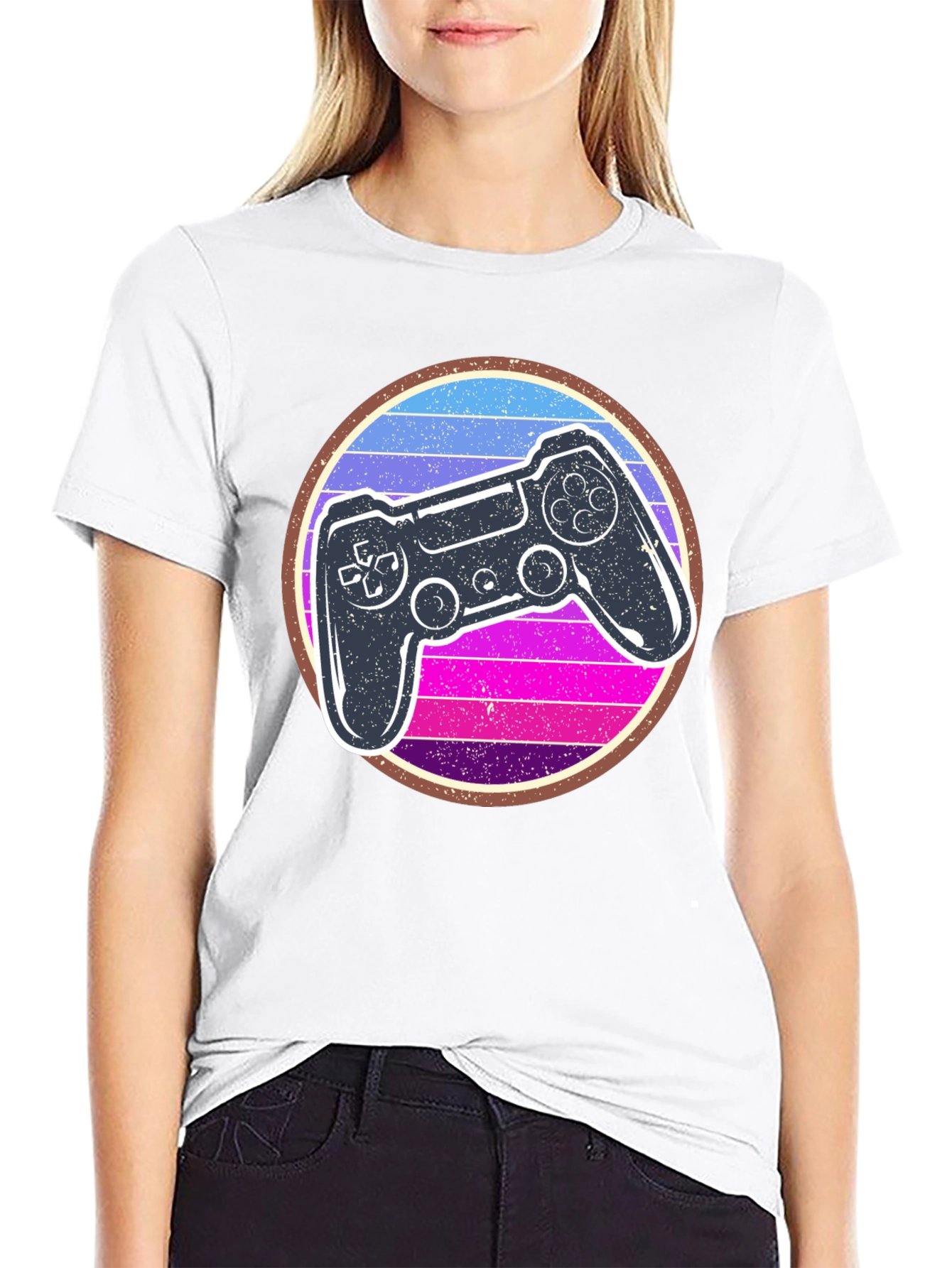 Black Retro Gaming Controller Graphic Tee view 9