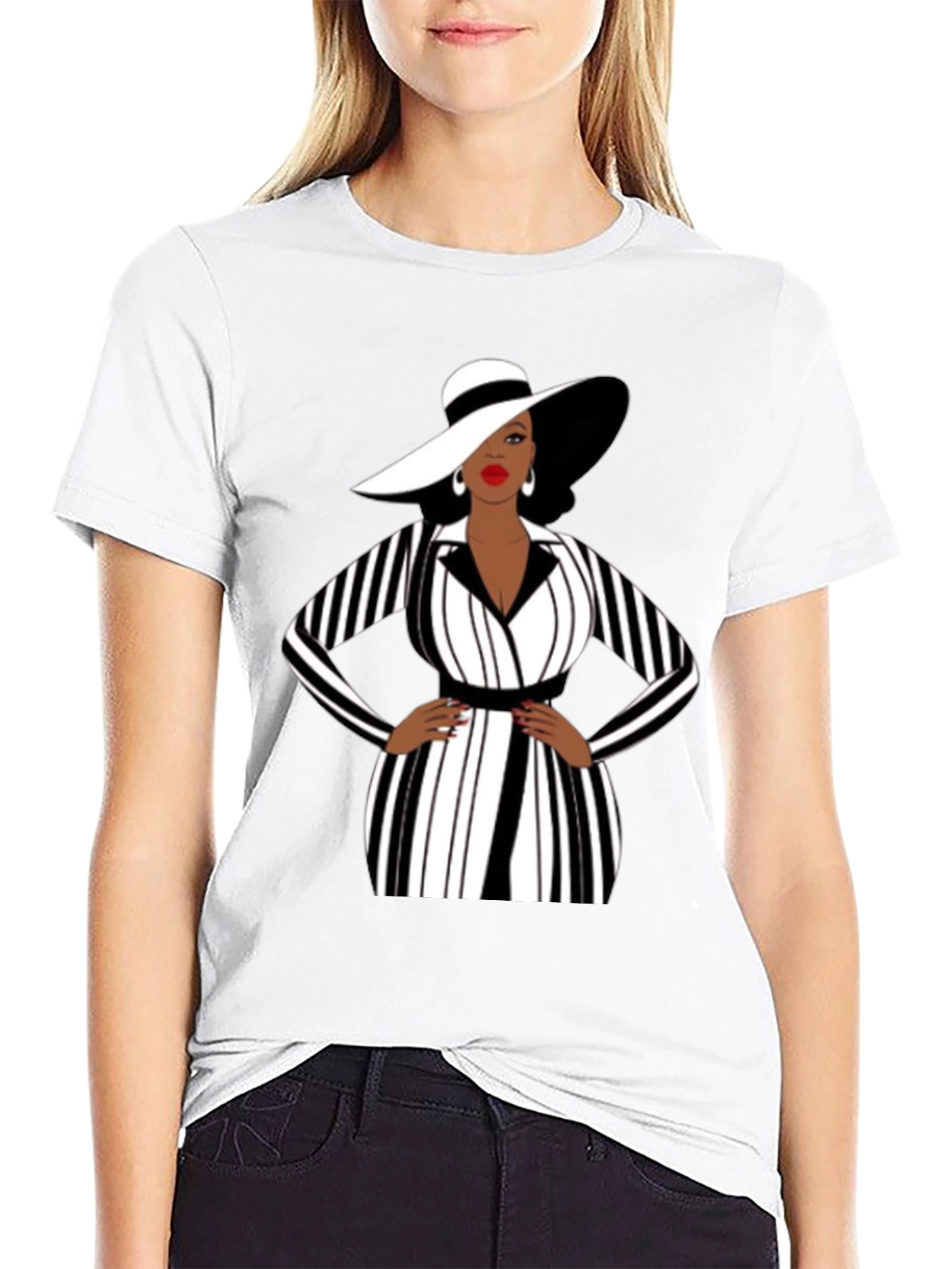 Black Sophisticated Lady Graphic Tee - Black view 9