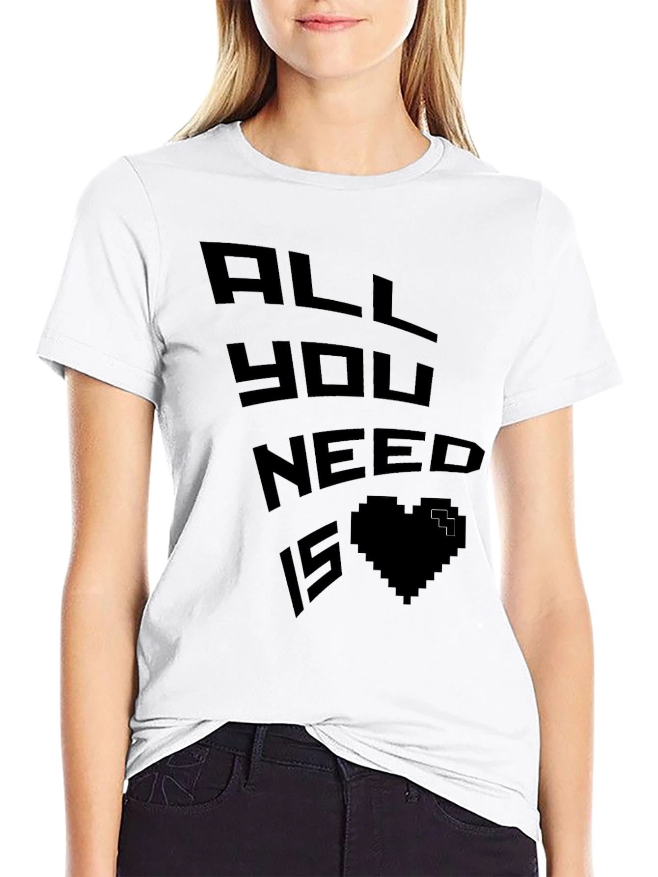 Black Pixel Heart Graphic Tee - Gamer Love Shirt view 9