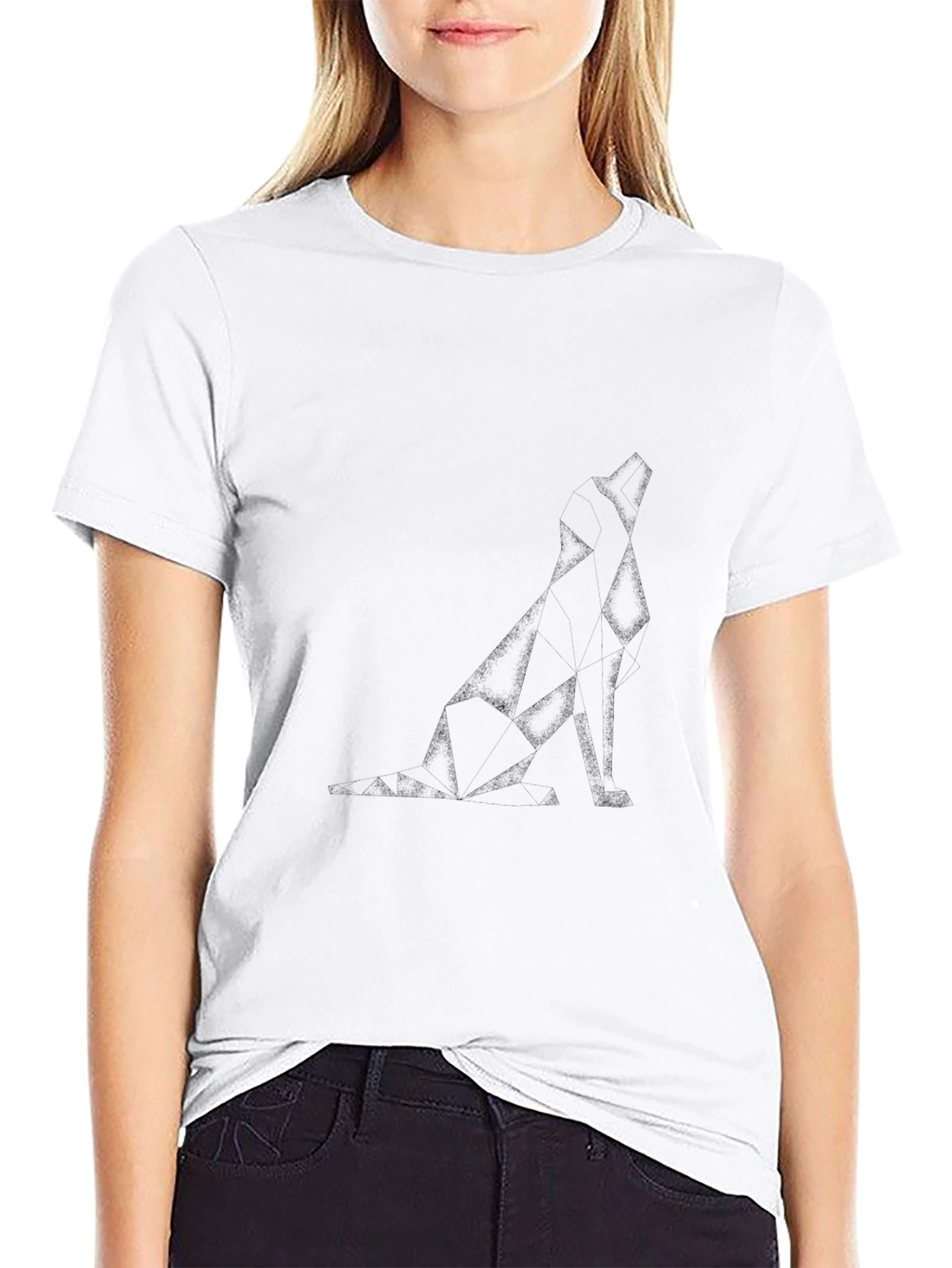 Black Geometric Dog Graphic Tee - Modern Black T-Shirt view 9
