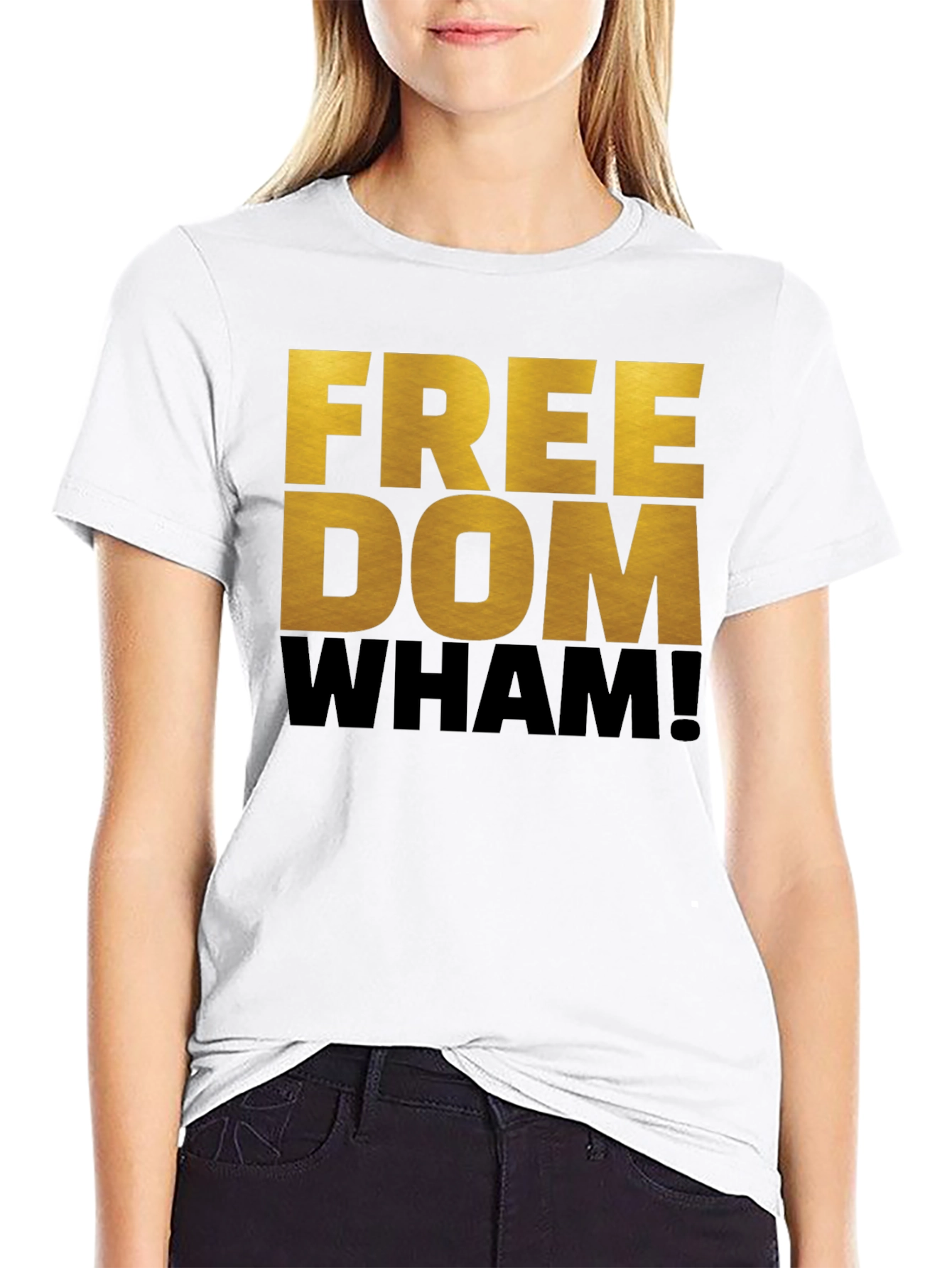Black Freedom Wham! Graphic T-Shirt - Bold Statement Tee view 9
