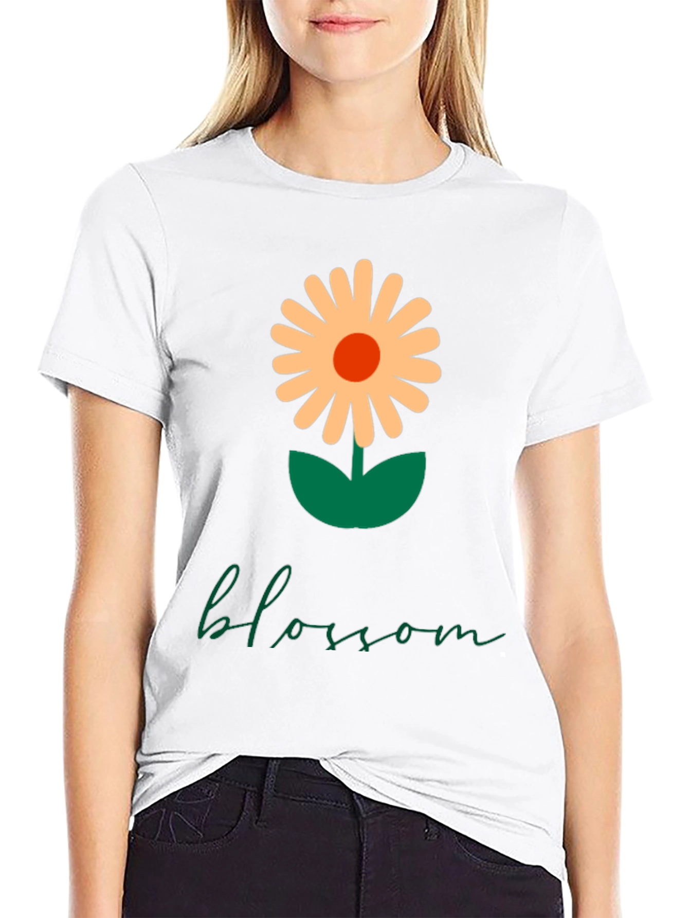 Black Blossom Graphic Tee - Modern Flower Design view 9