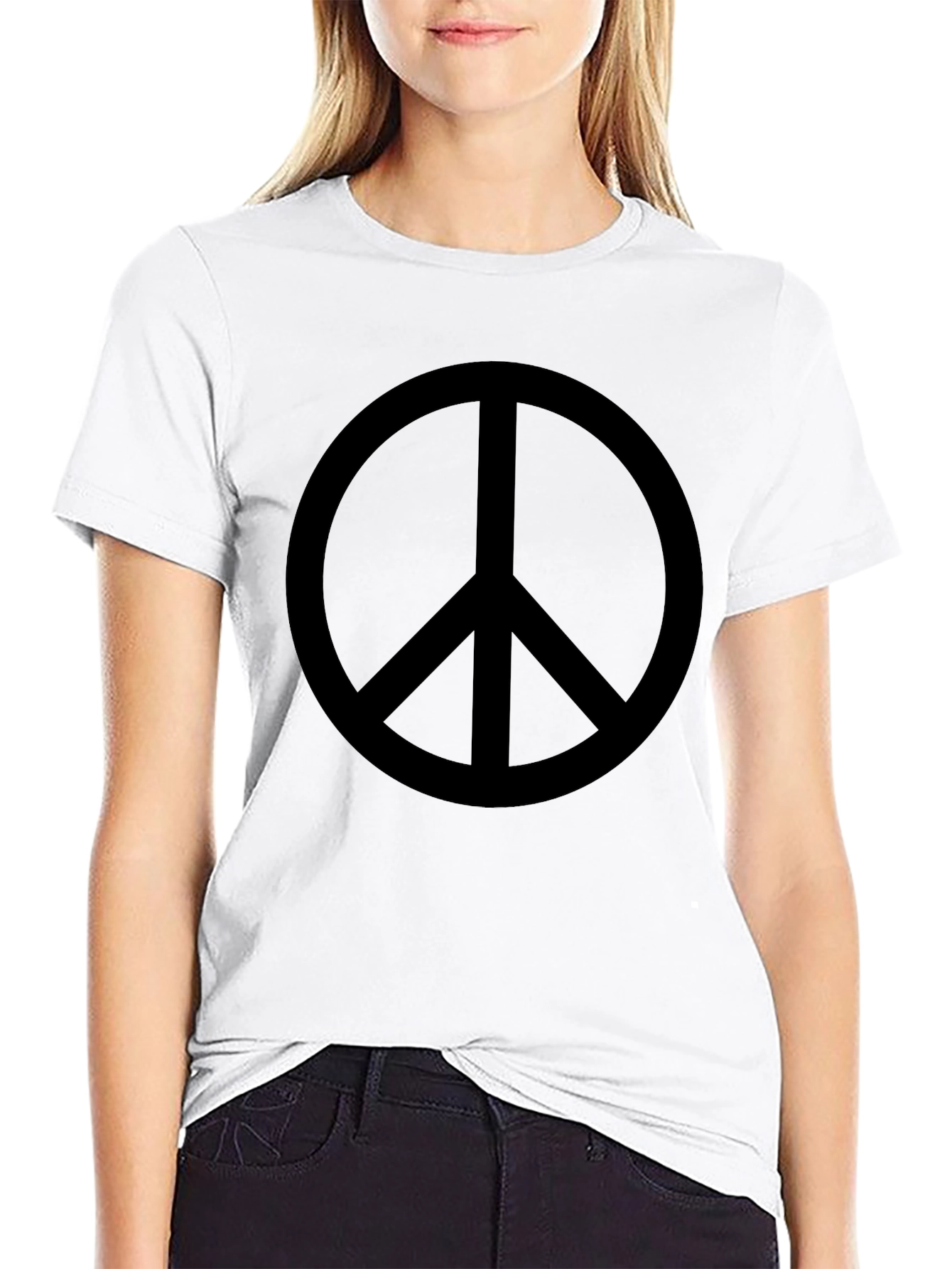 Black Black Peace Sign Graphic T-Shirt - Casual Cotton Tee view 9