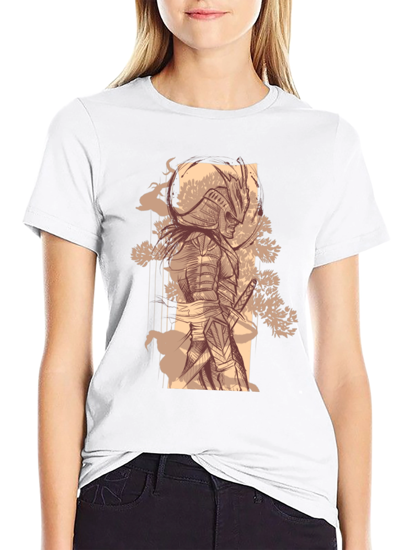 Black Samurai Graphic Tee - Stylish Black Cotton T-Shirt view 9
