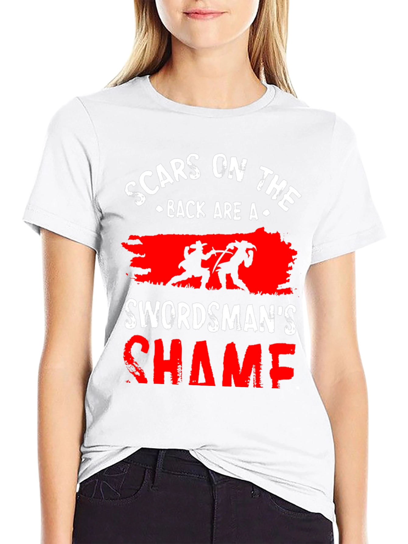 Black Scars on the Back Swordsman's Shame T-Shirt view 9