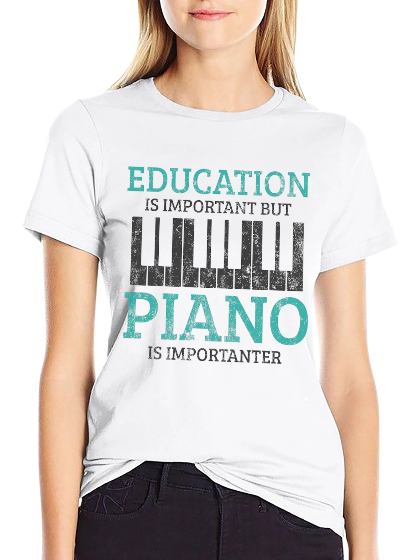 Black Education is Important But Piano is Importanter T-Shirt view 9