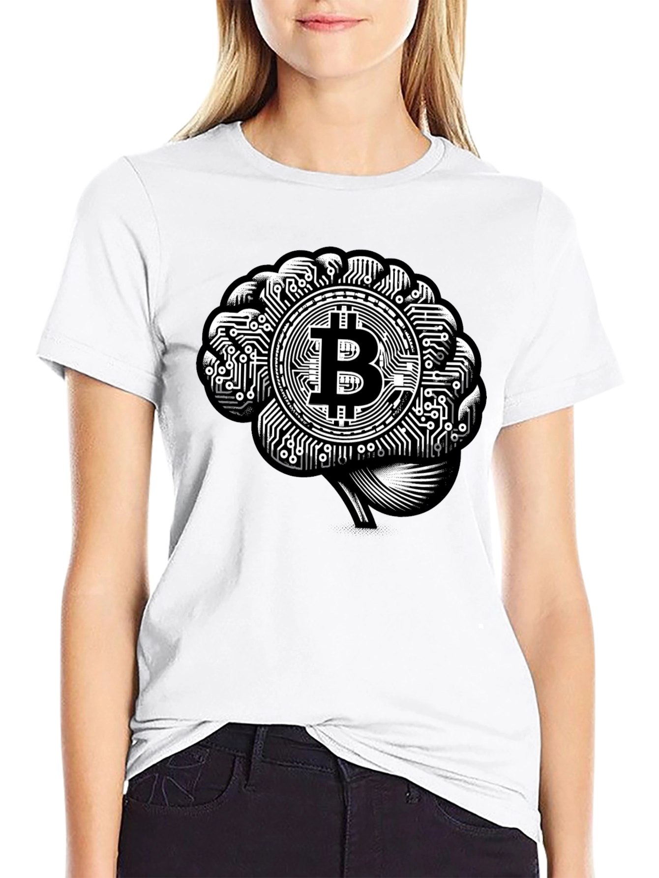 Black Bitcoin Brain T-Shirt - Crypto Innovation view 9
