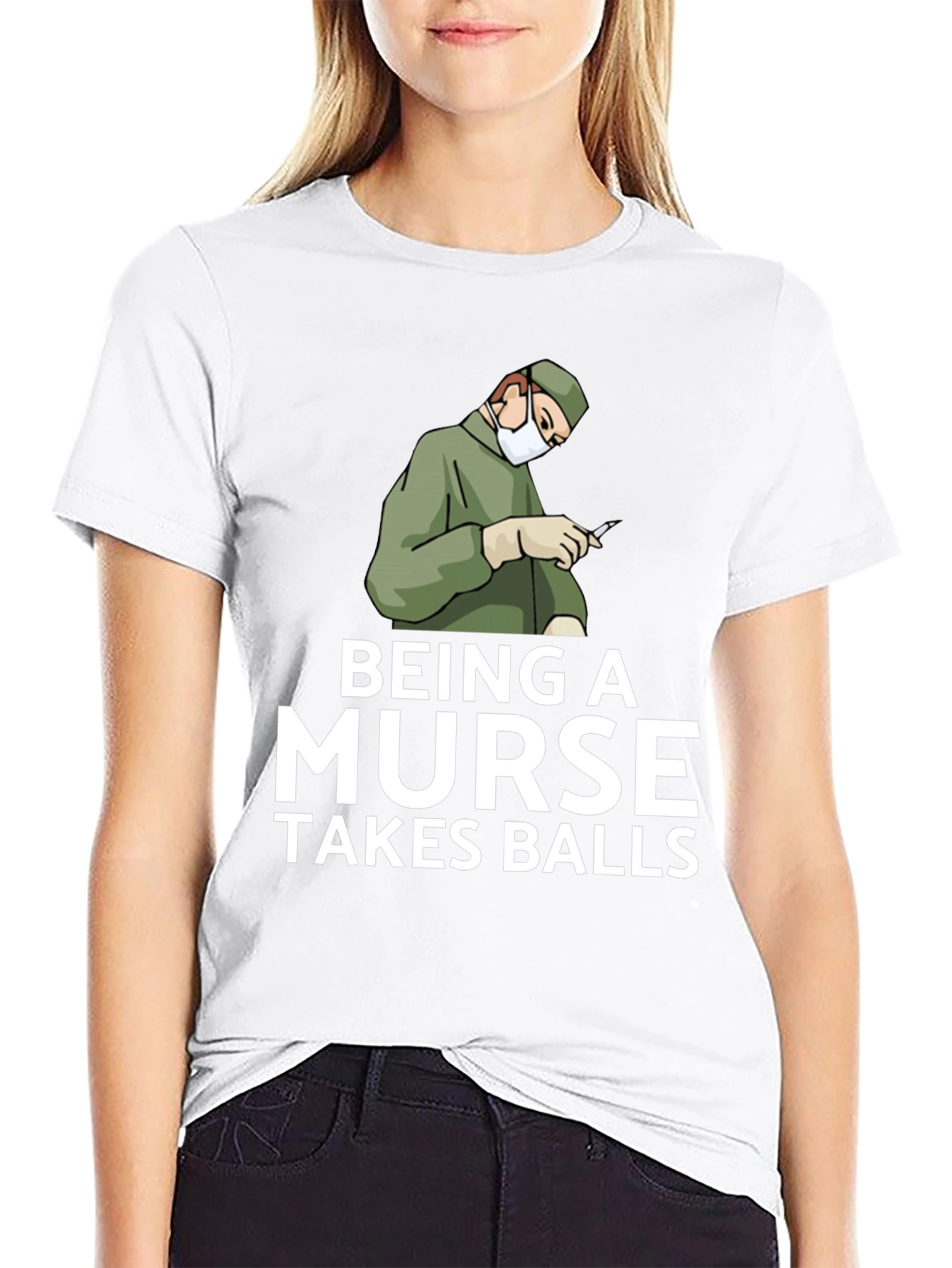 Black Being A Nurse Takes Balls Graphic T-Shirt view 9