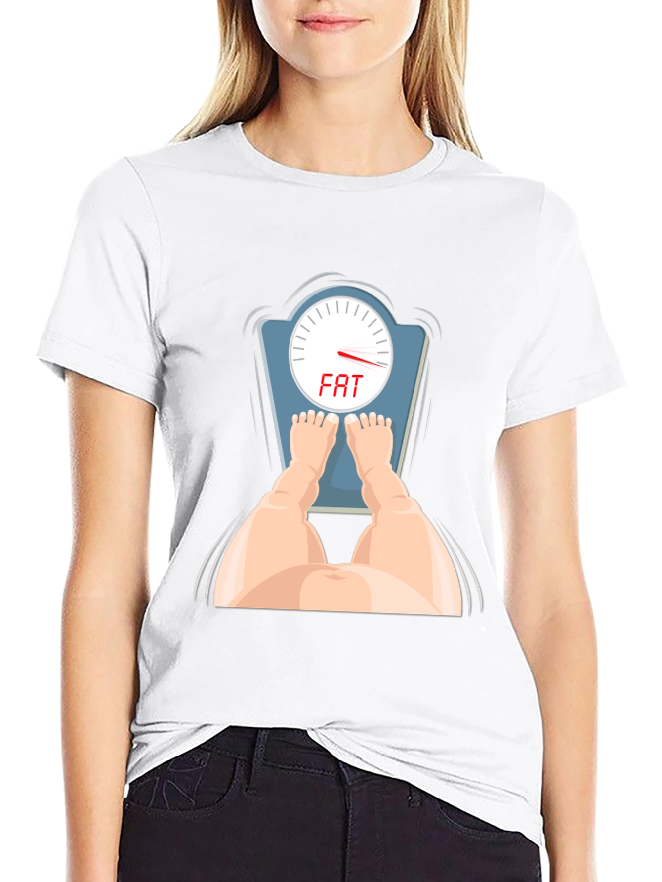 Black Funny 'FAT' Scale Graphic Tee - Humor T-Shirt view 9