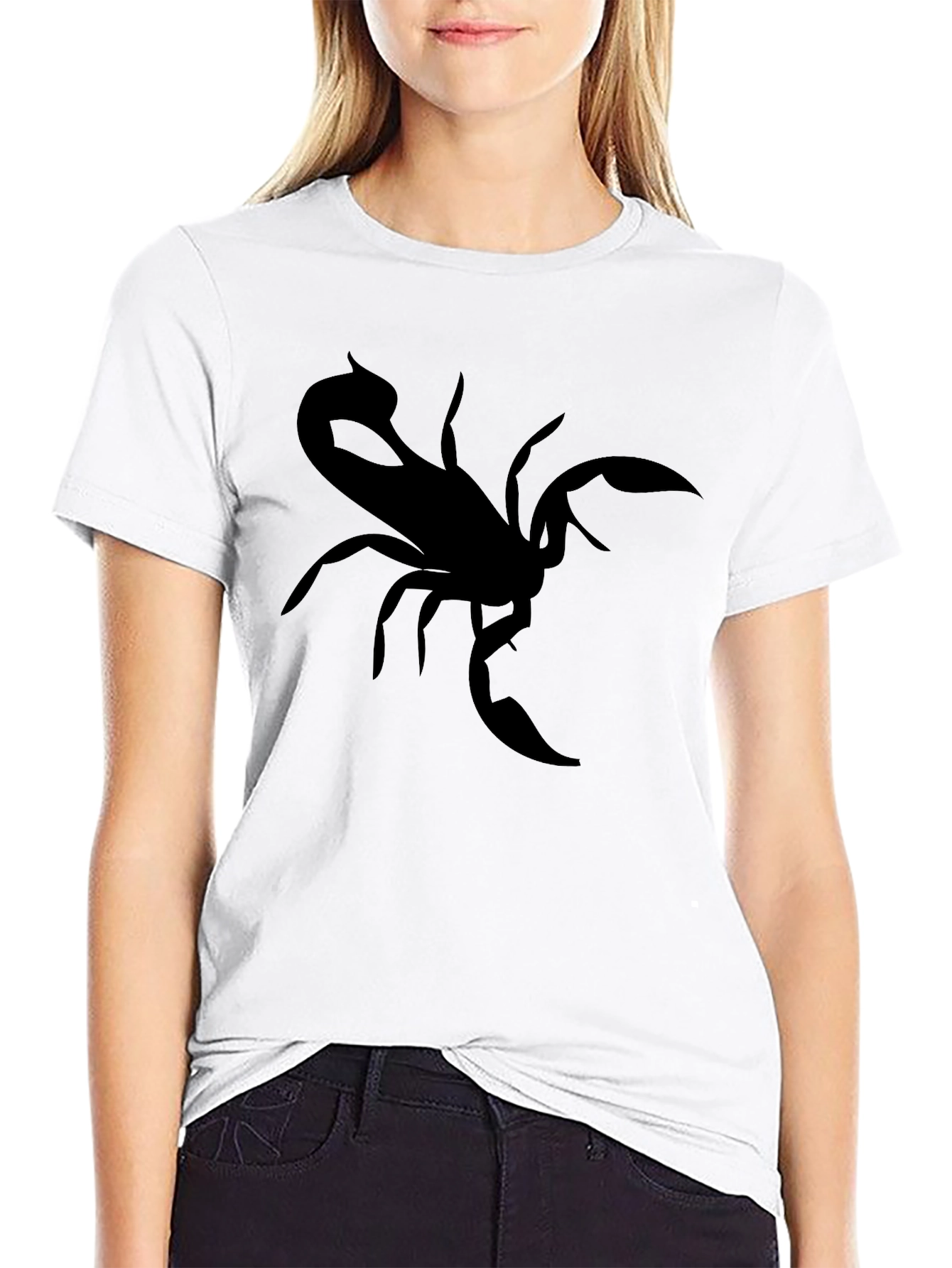 Black Scorpion Graphic Tee - Bold Black Cotton T-Shirt view 9