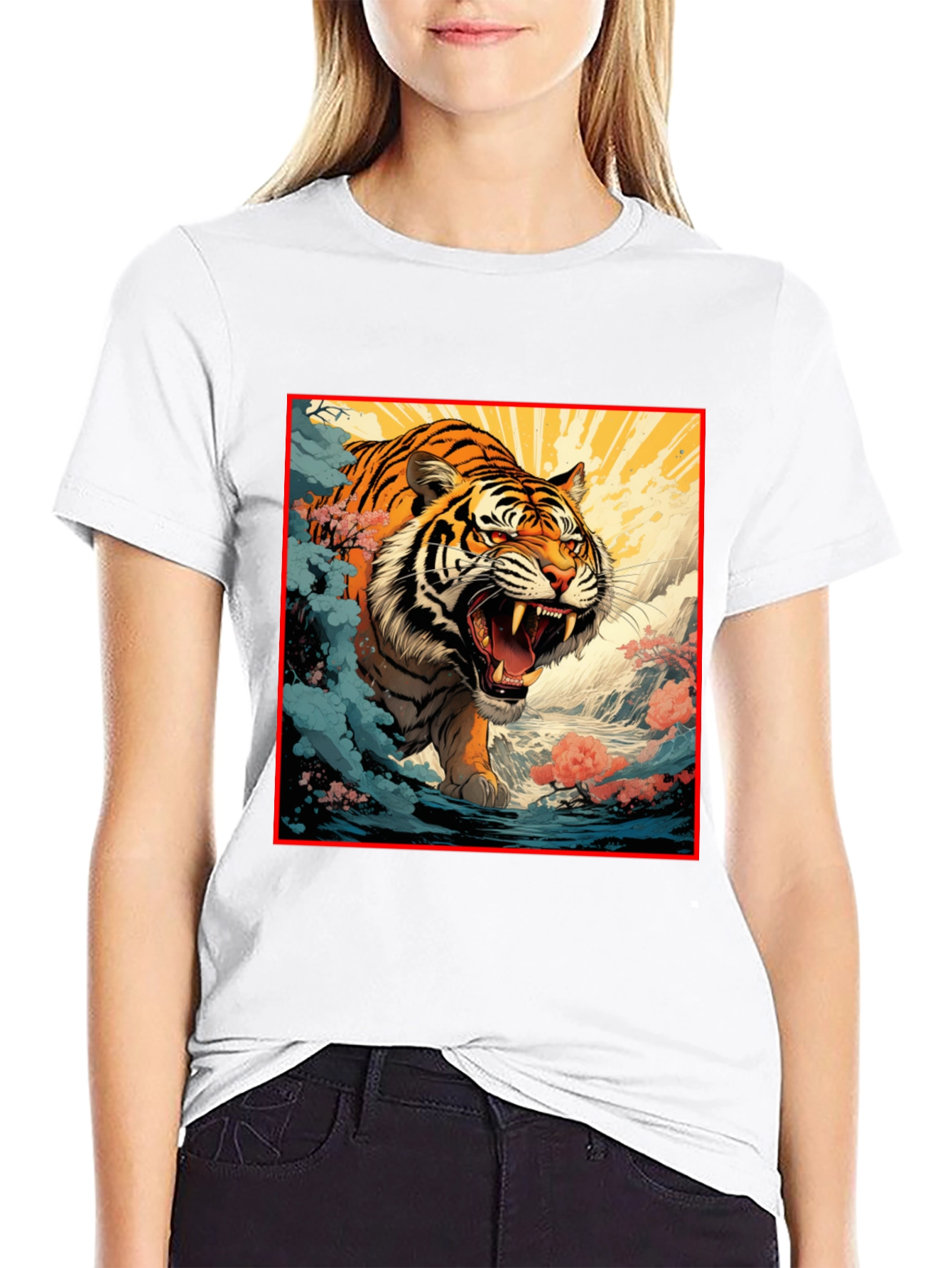Black Tiger Graphic Black T-Shirt | Bold Animal Print Tee view 9