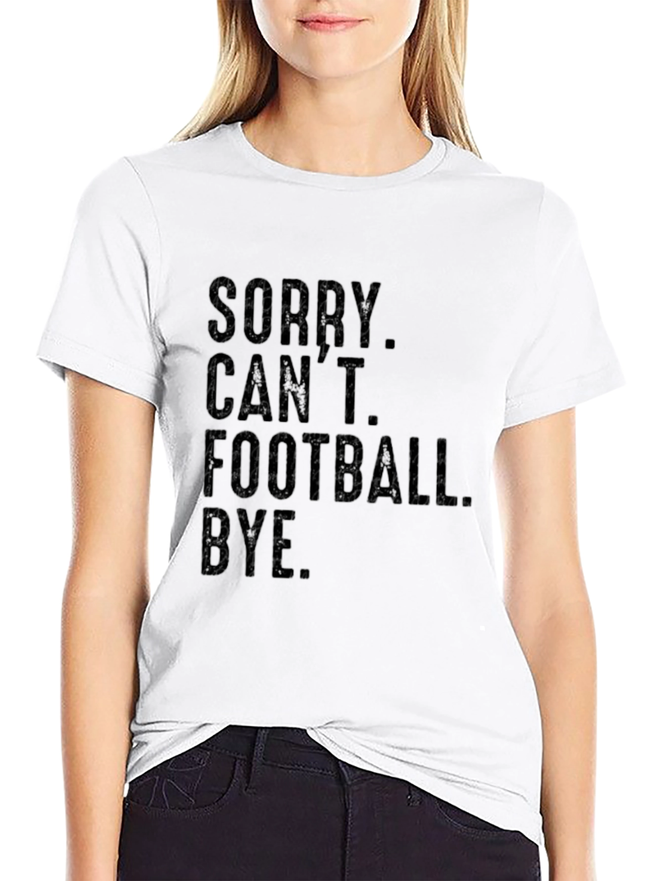 Black Sorry Can't Football Bye T-Shirt - Funny Sports Tee view 9