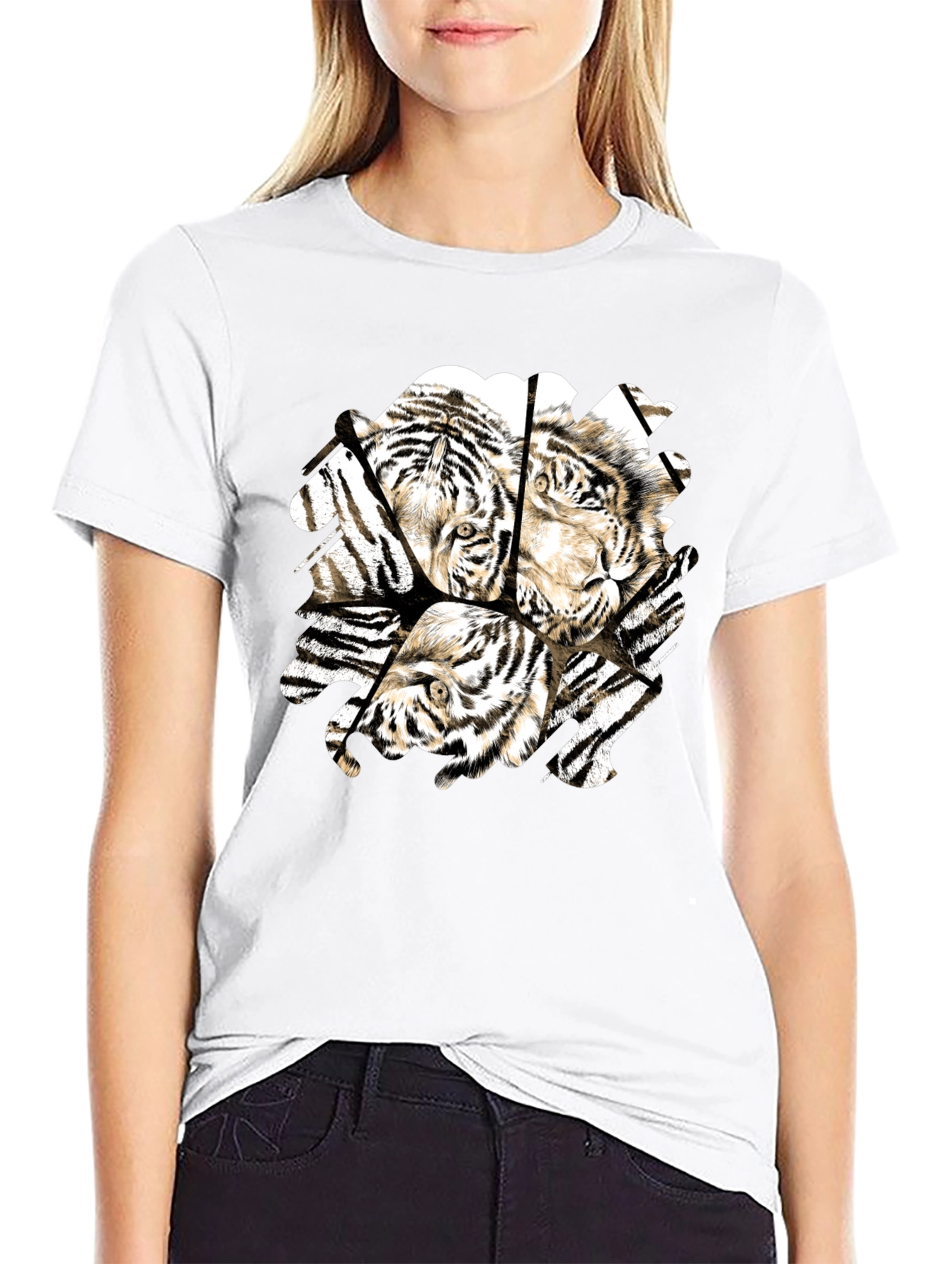 Black Tiger Graphic Black T-Shirt for Men view 9