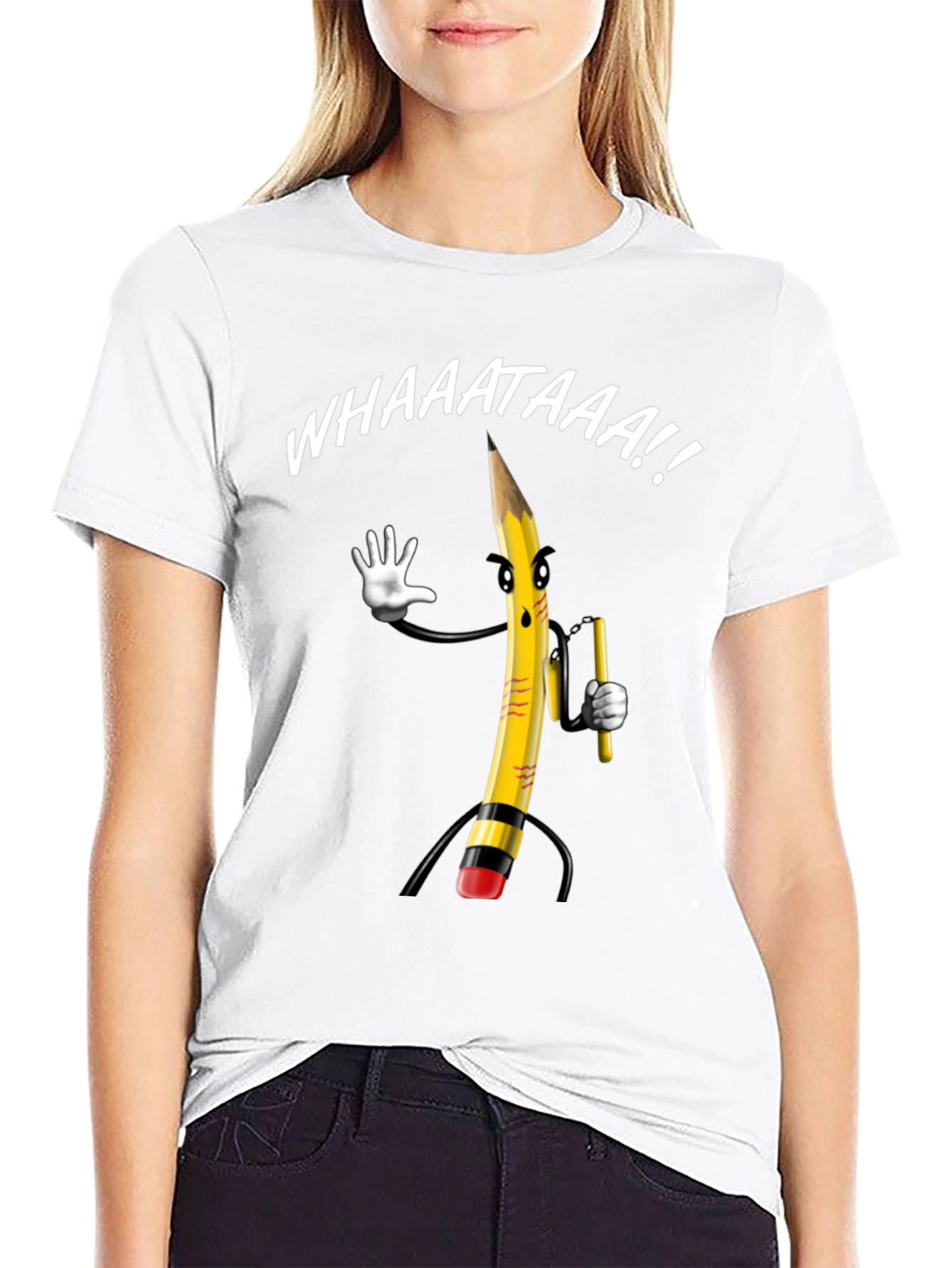 Black Whaaat Pencil Graphic T-Shirt view 9