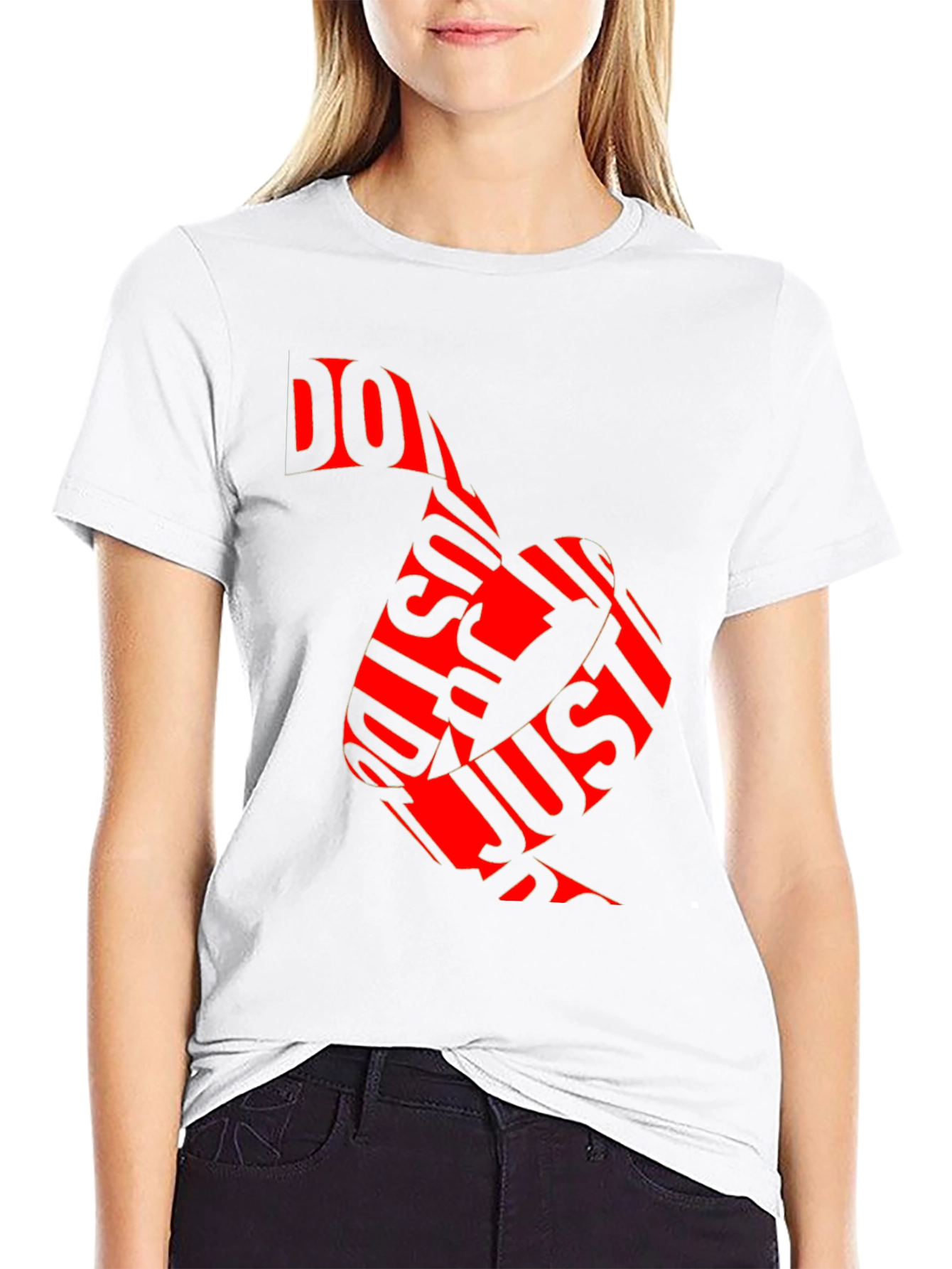 Black Just Do It Red Graphic Print Black T-Shirt view 9