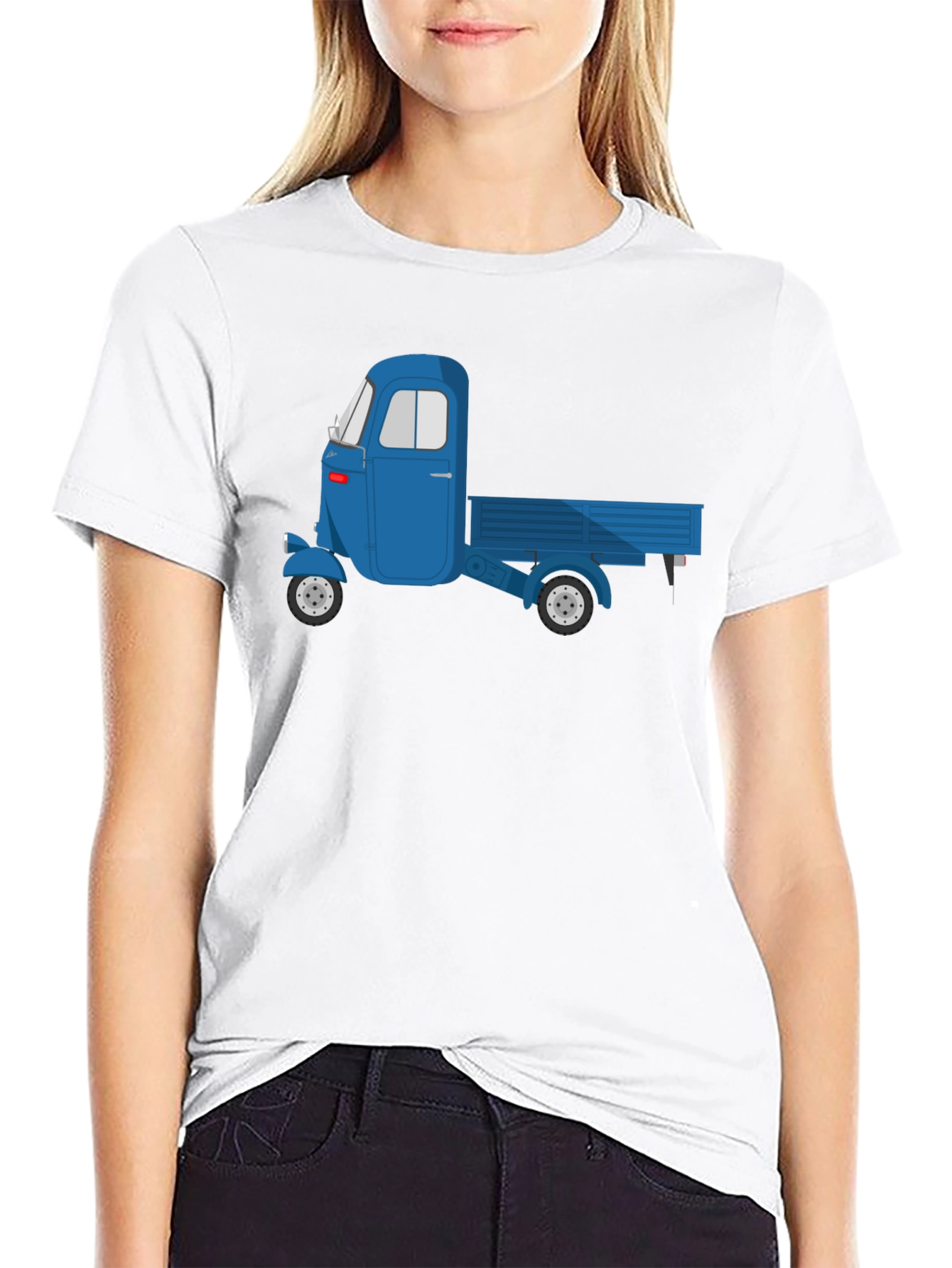 Black Blue Three-Wheeled Truck Graphic T-Shirt view 9