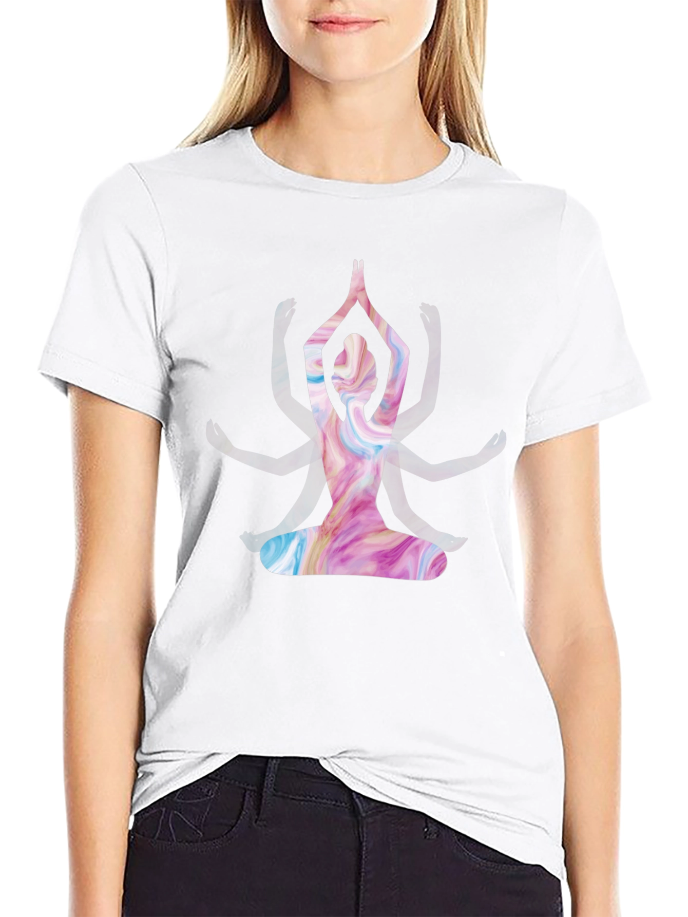 Black Yoga Pose Graphic Tee - Black Unisex T-Shirt view 9