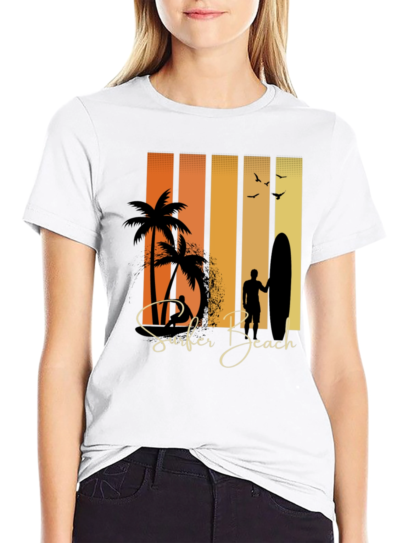 Black Surfer Beach Graphic Tee - Stylish Summer Wear view 9
