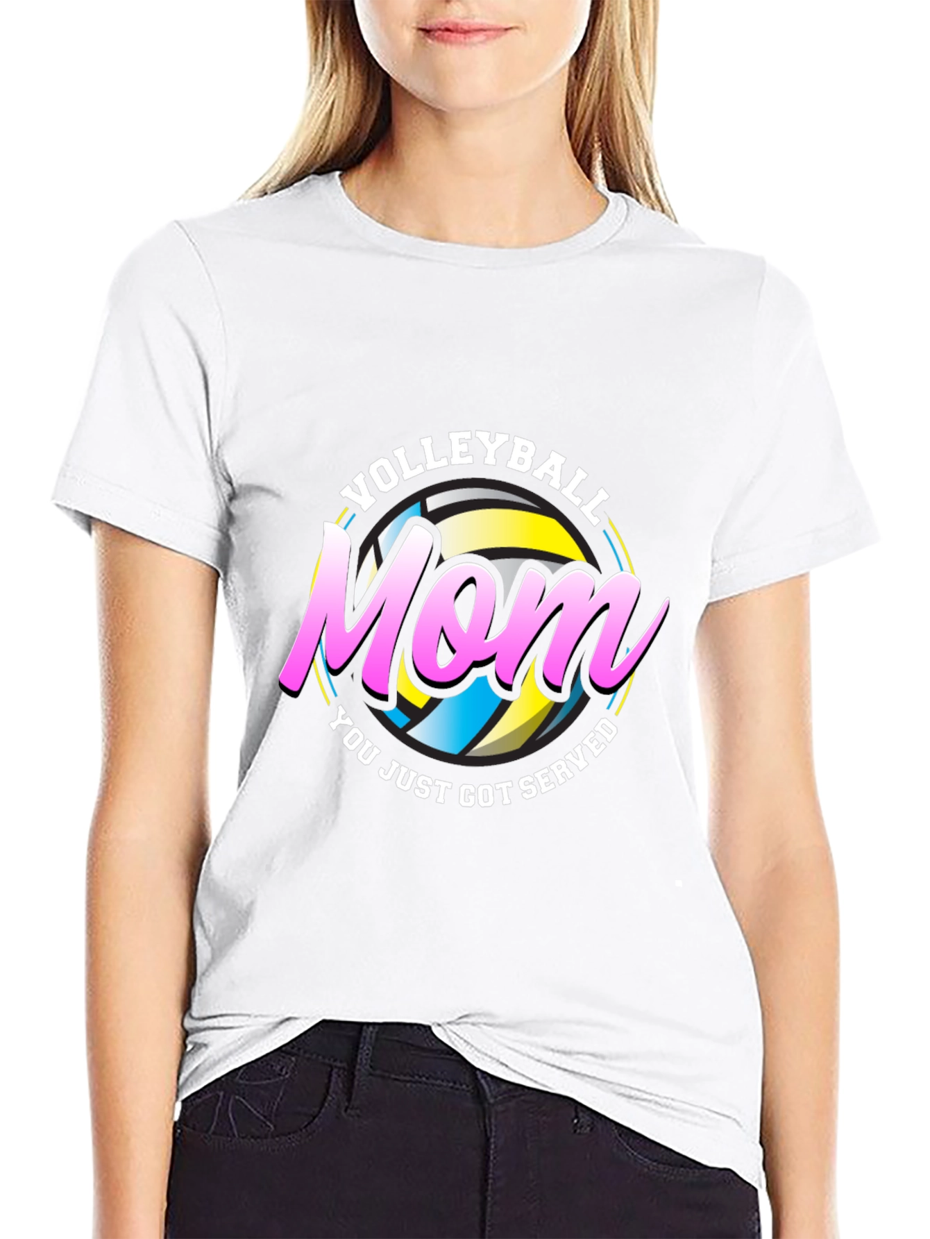 Black Volleyball Mom T-Shirt - Served Design view 9