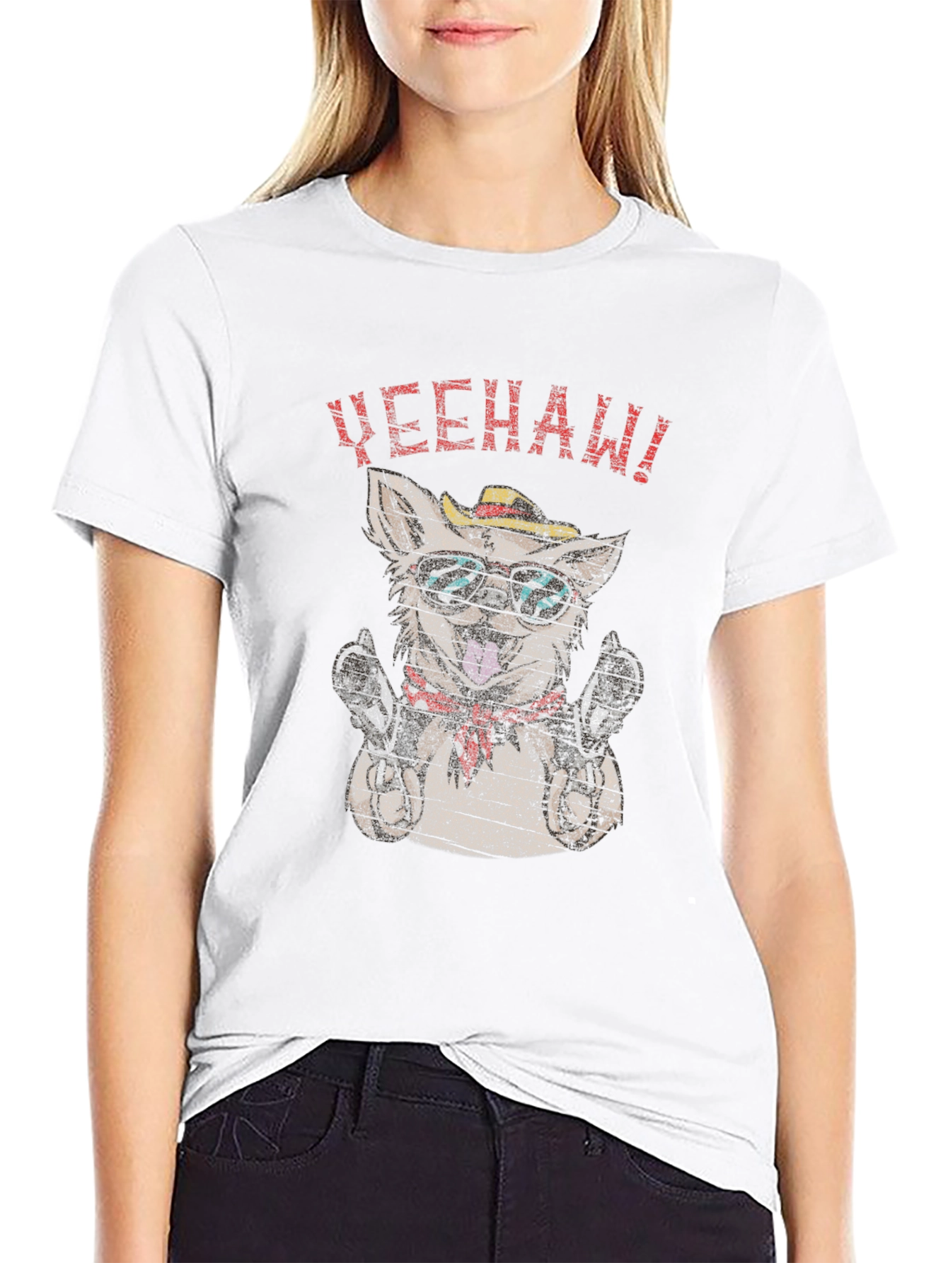 Black Yeehaw Dog T-Shirt - Novelty Graphic Tee view 9