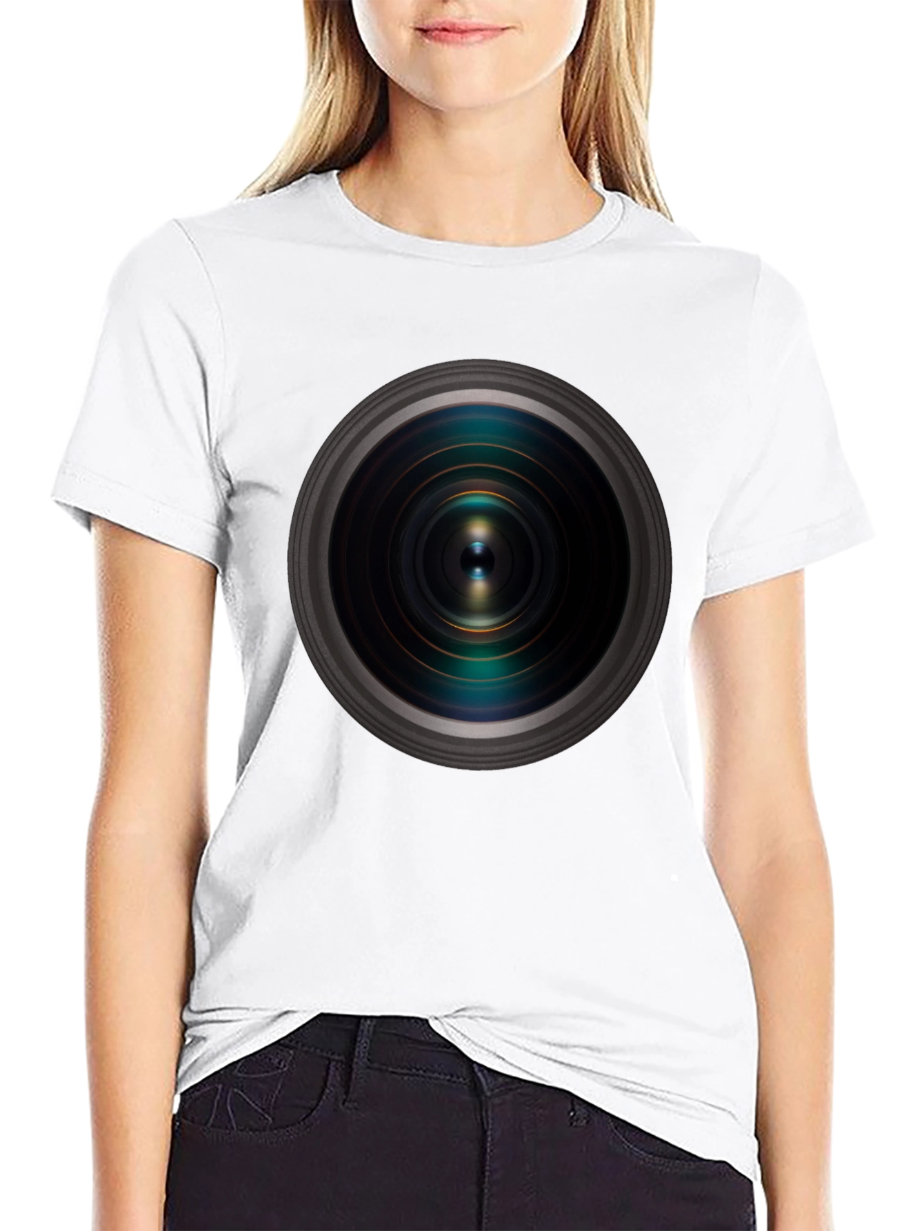 Black Camera Lens Graphic Black T-Shirt view 9