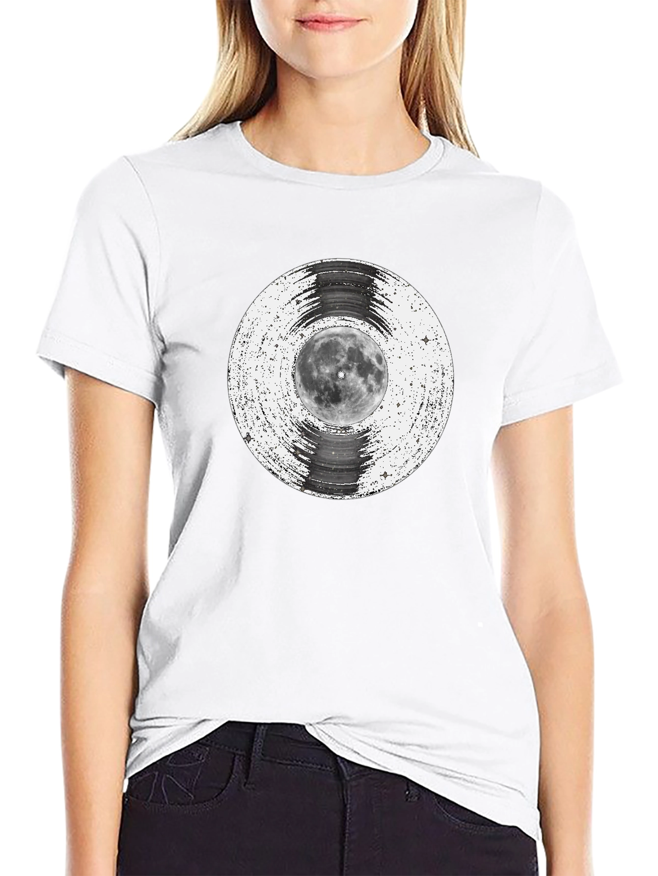 Black Moon Vinyl Record Graphic Tee - Black view 9