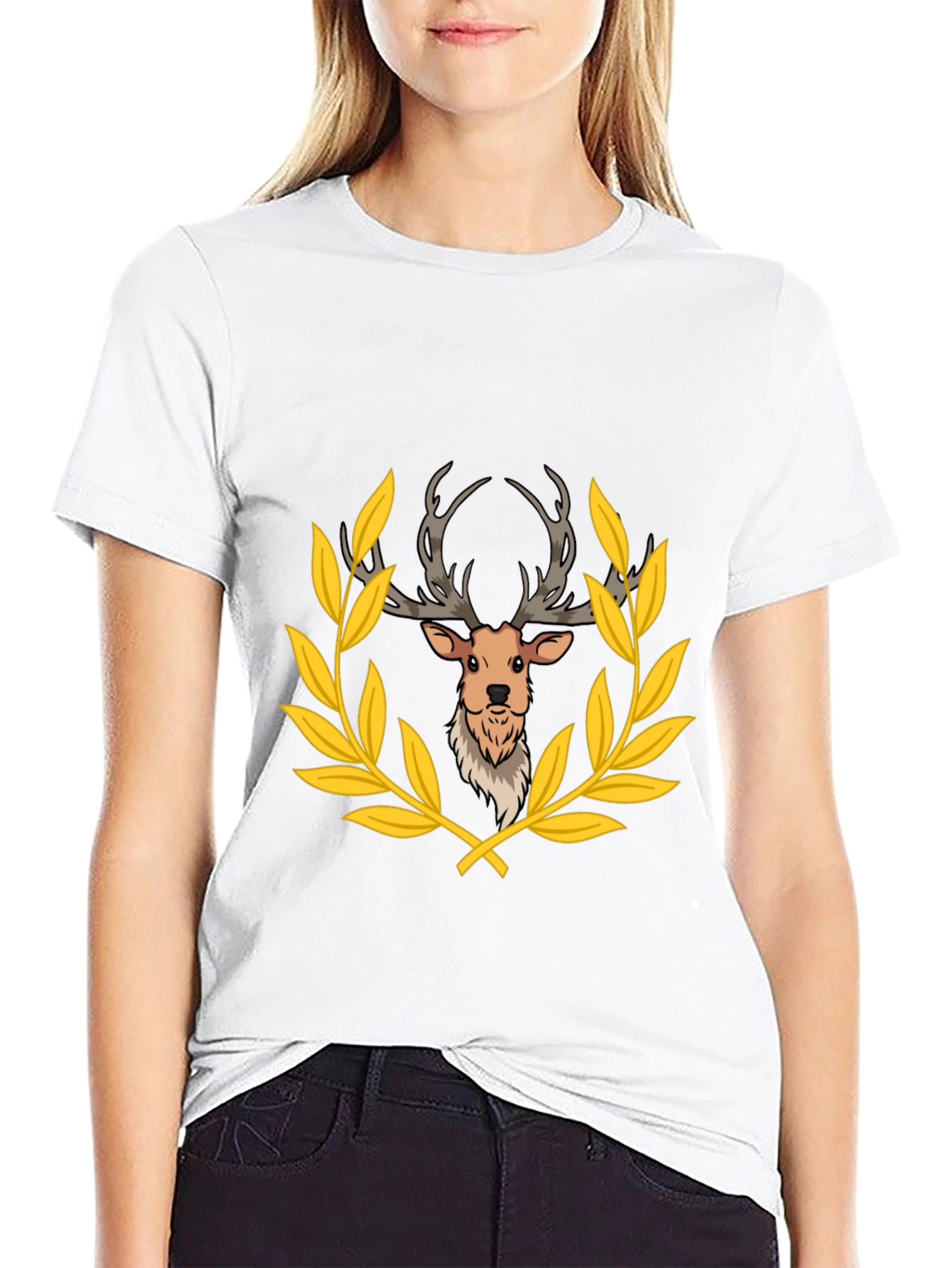 Black Deer Laurel Wreath Black T-Shirt view 9