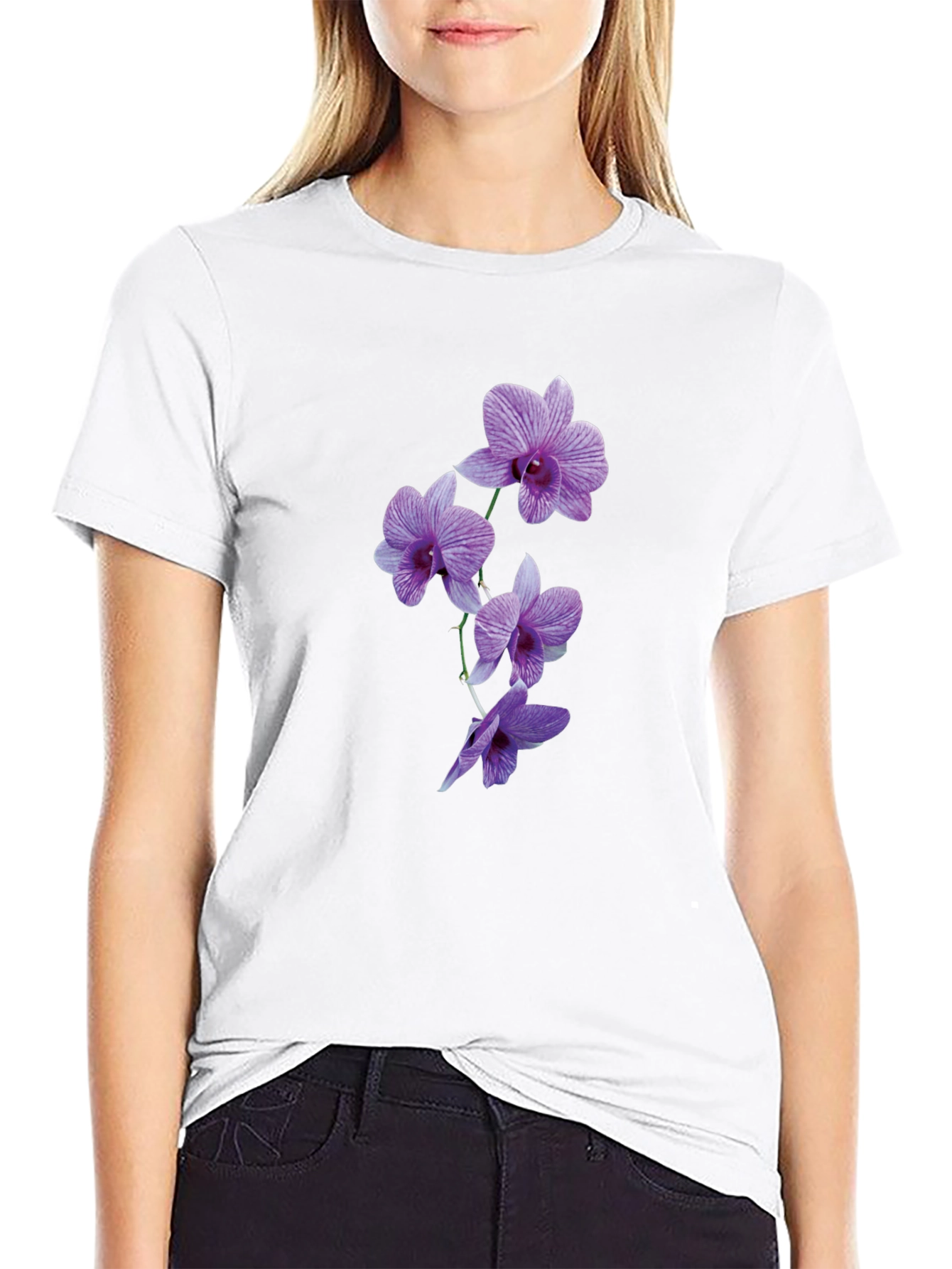 Black Orchid Flower Black T-Shirt view 9