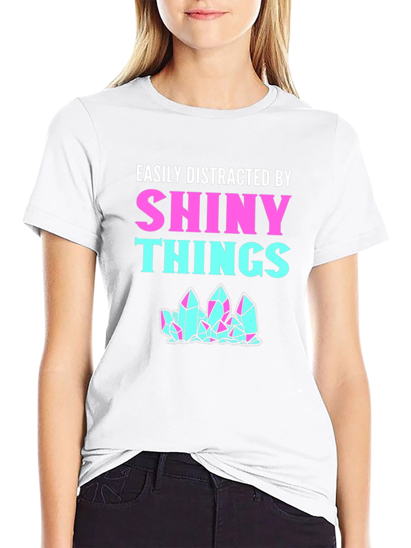 Black Easily Distracted By Shiny Things T-Shirt view 9