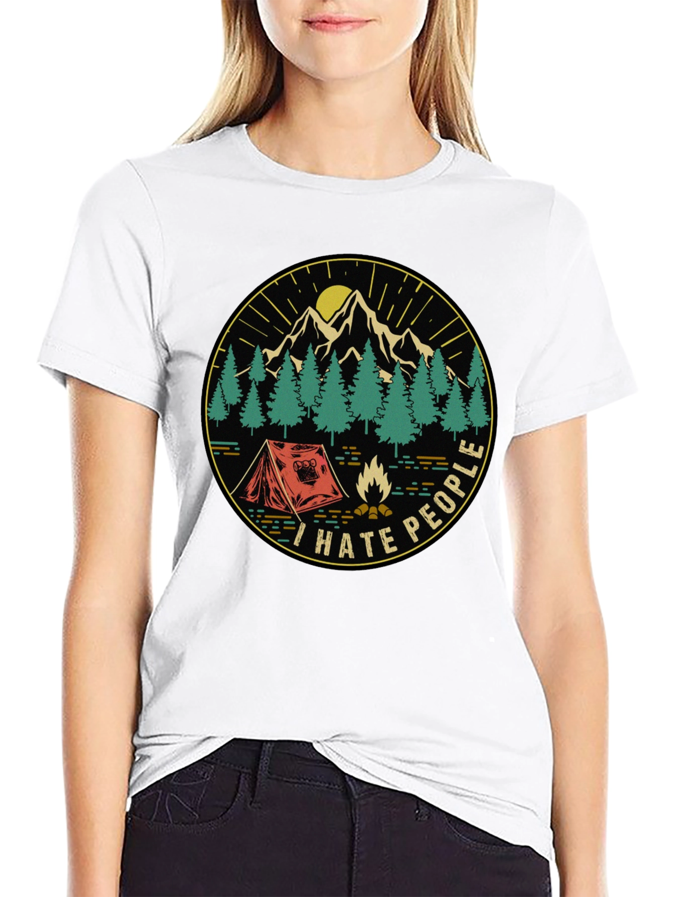 Black I Hate People Camping T-Shirt - Nature Lover Tee view 9
