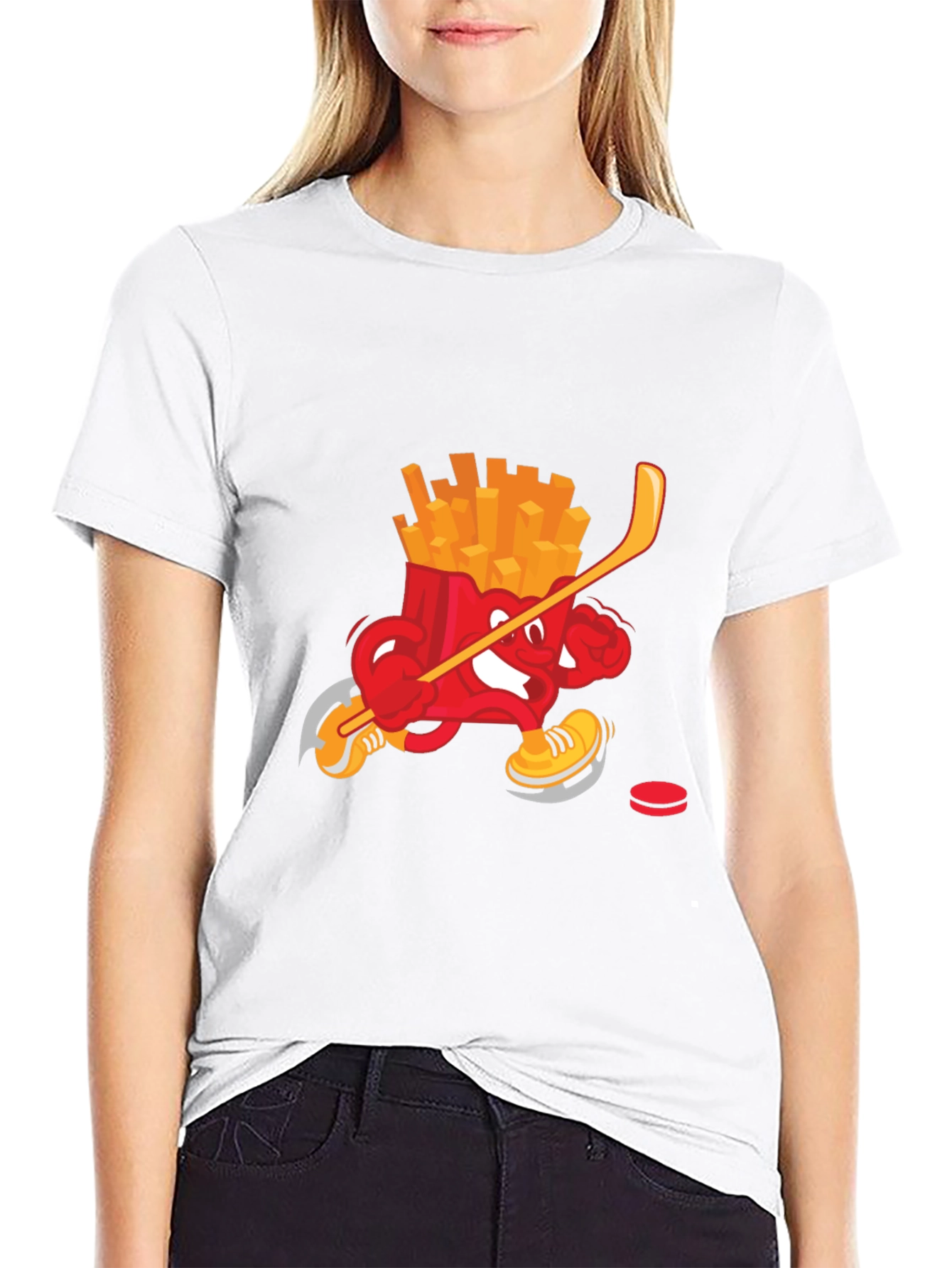Black Funny Fries Hockey T-Shirt view 9