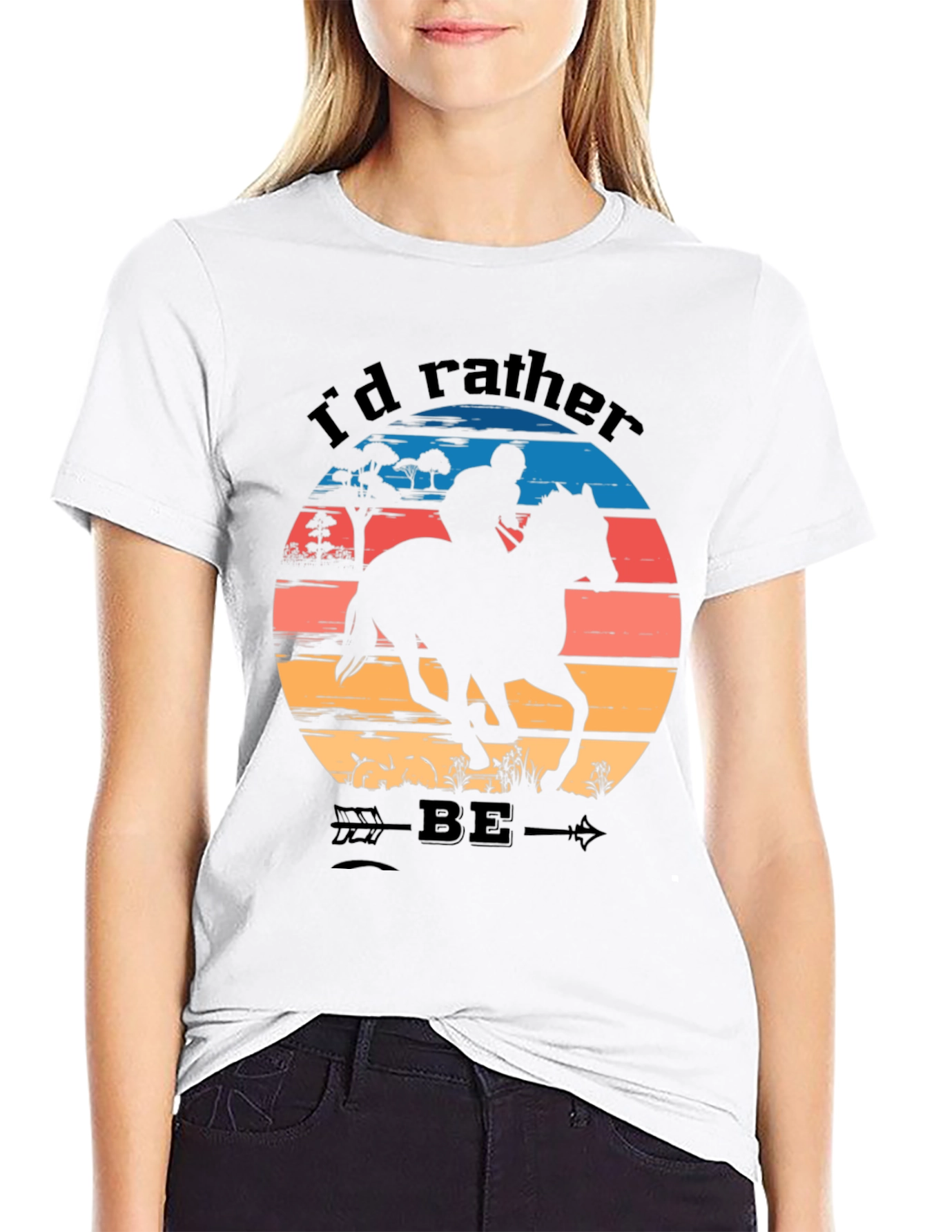 Black Equestrian Sunset T-Shirt - Horse Riding Tee view 9