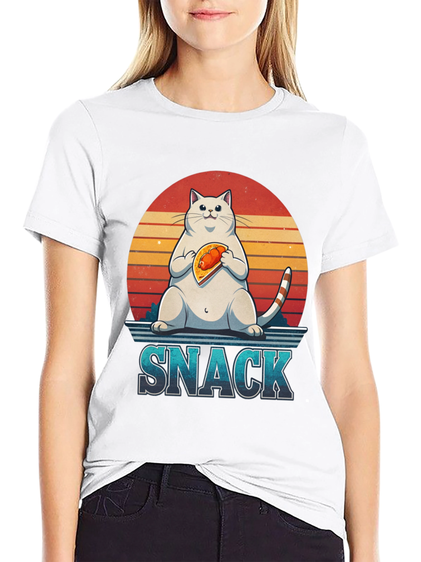 Black Cat Snack Graphic T-Shirt view 9