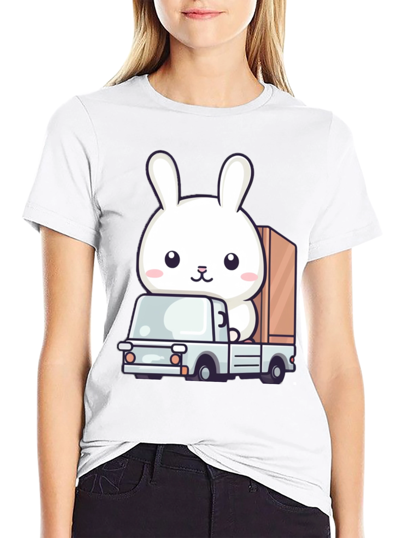 Black Bunny Truck Graphic Tee - Cute Animal Lover Shirt view 9