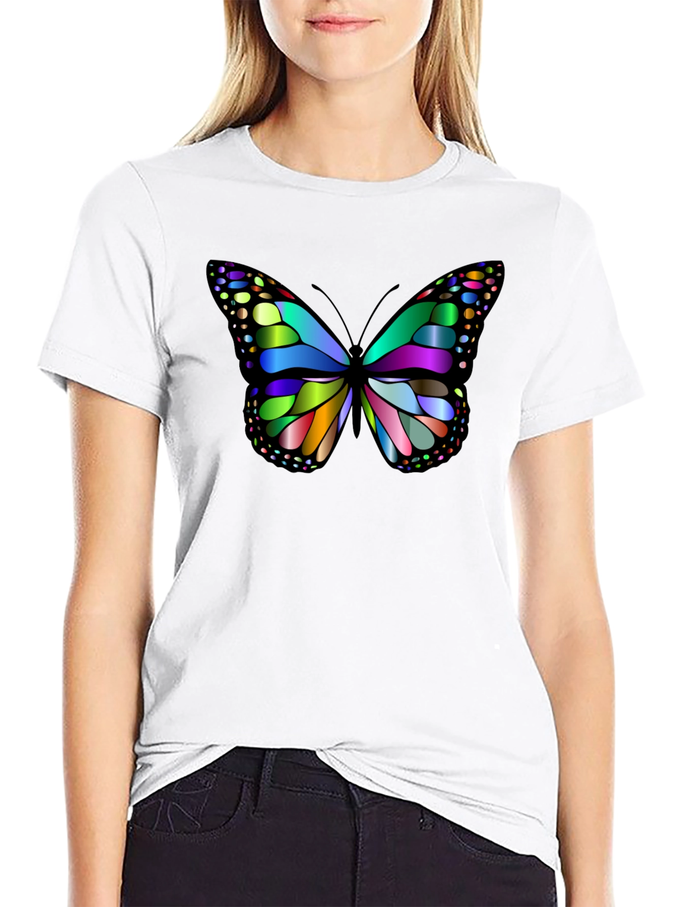 Black Butterfly Graphic Tee - Vivid Colors, Soft Fabric view 9