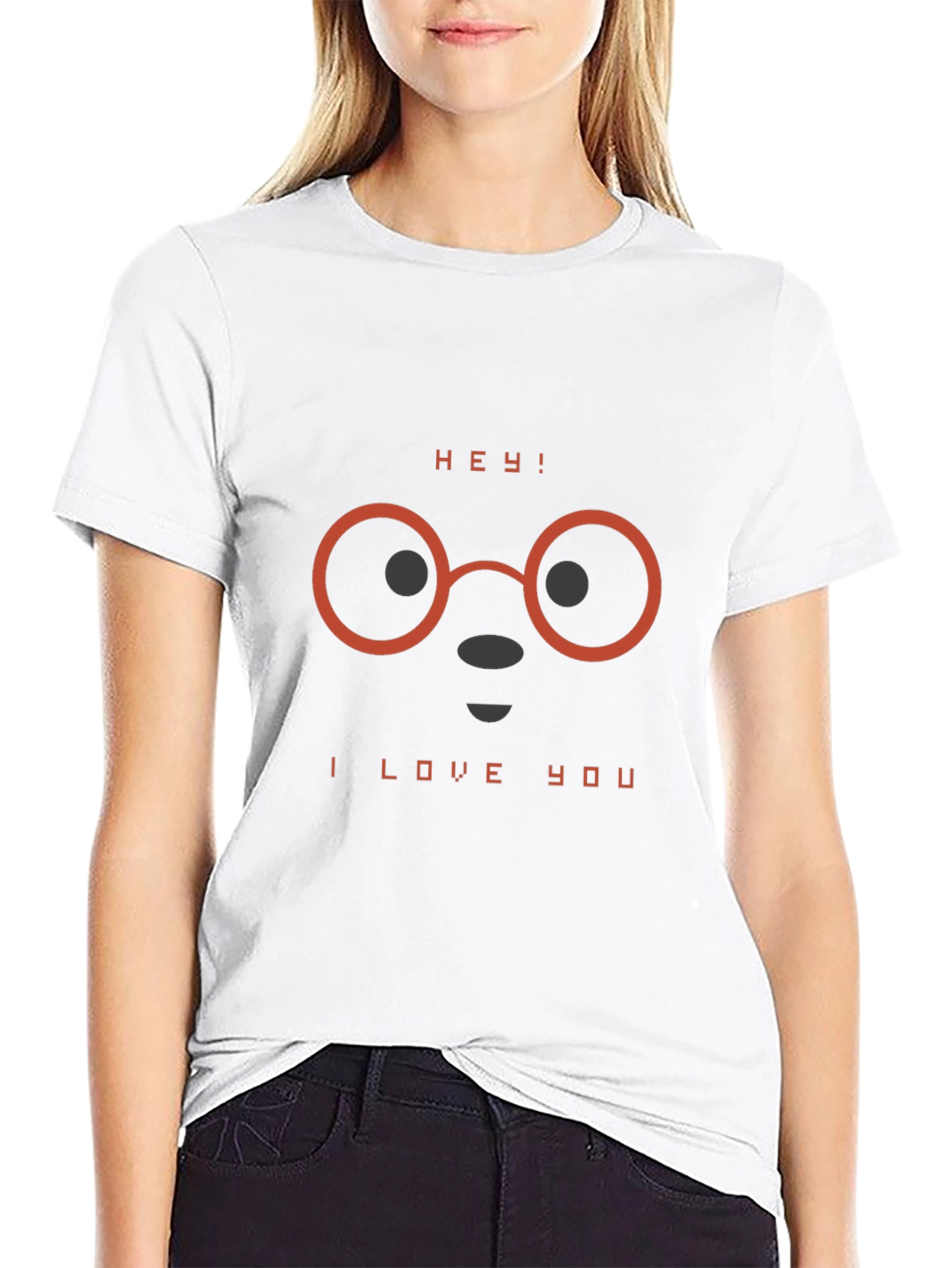 Black Hey! I Love You T-Shirt - Stylish Graphic Tee view 9