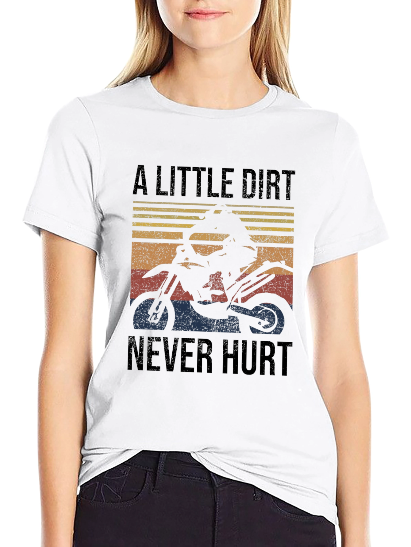 Black A Little Dirt Never Hurt Black T-Shirt - Motocross Rider Design view 9