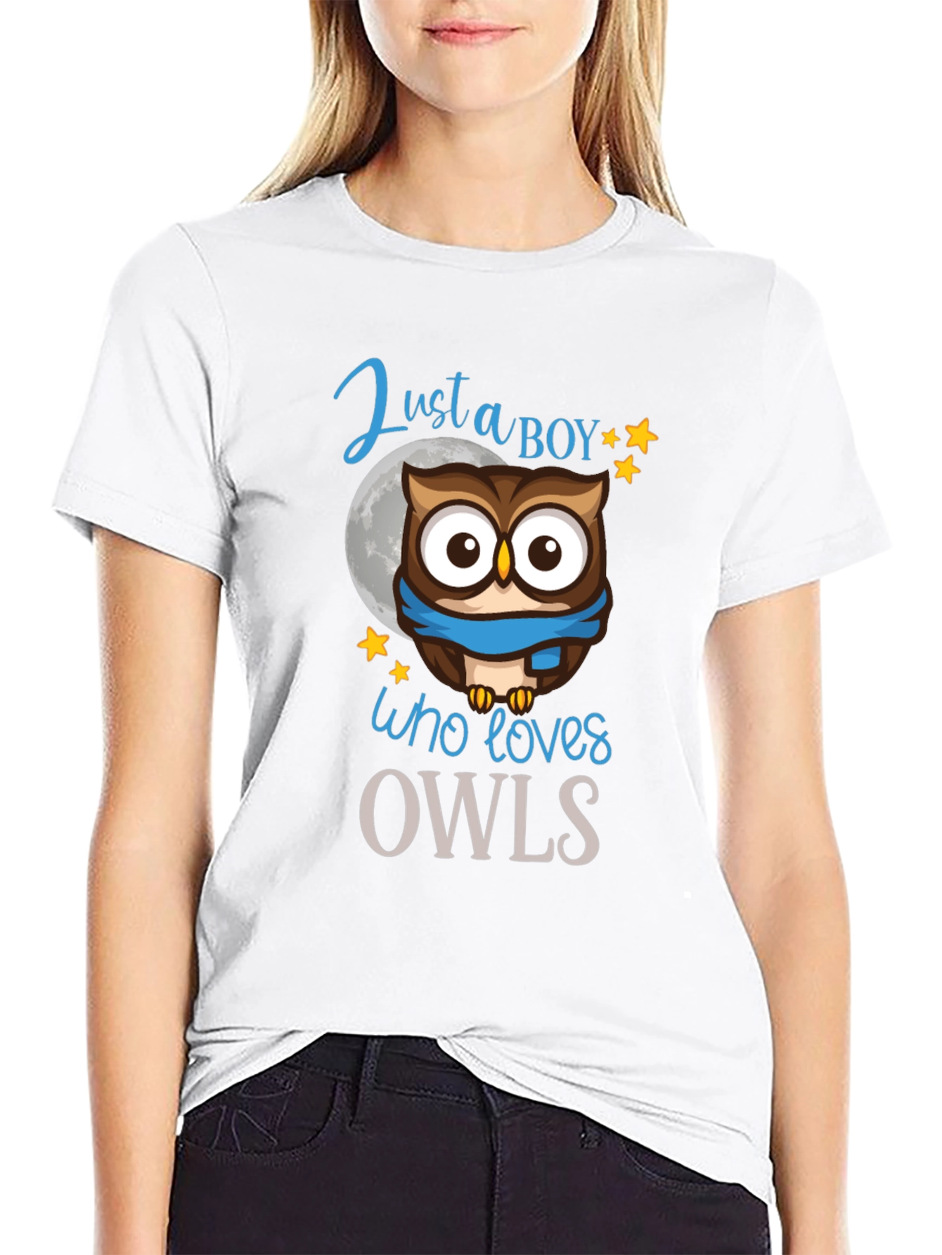 Black Just a Boy Who Loves Owls T-Shirt view 9