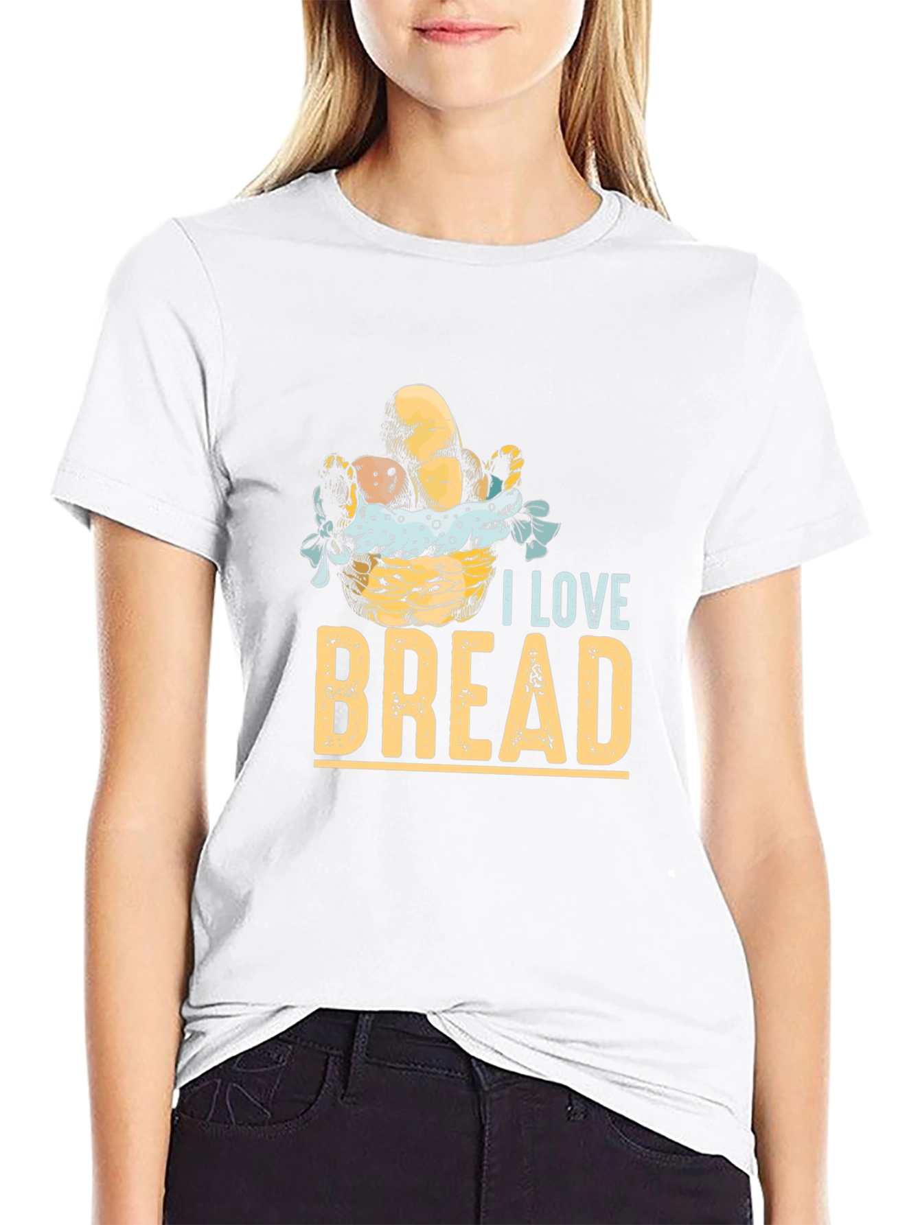 Black I Love Bread Graphic Tee - Unisex Casual T-Shirt view 9
