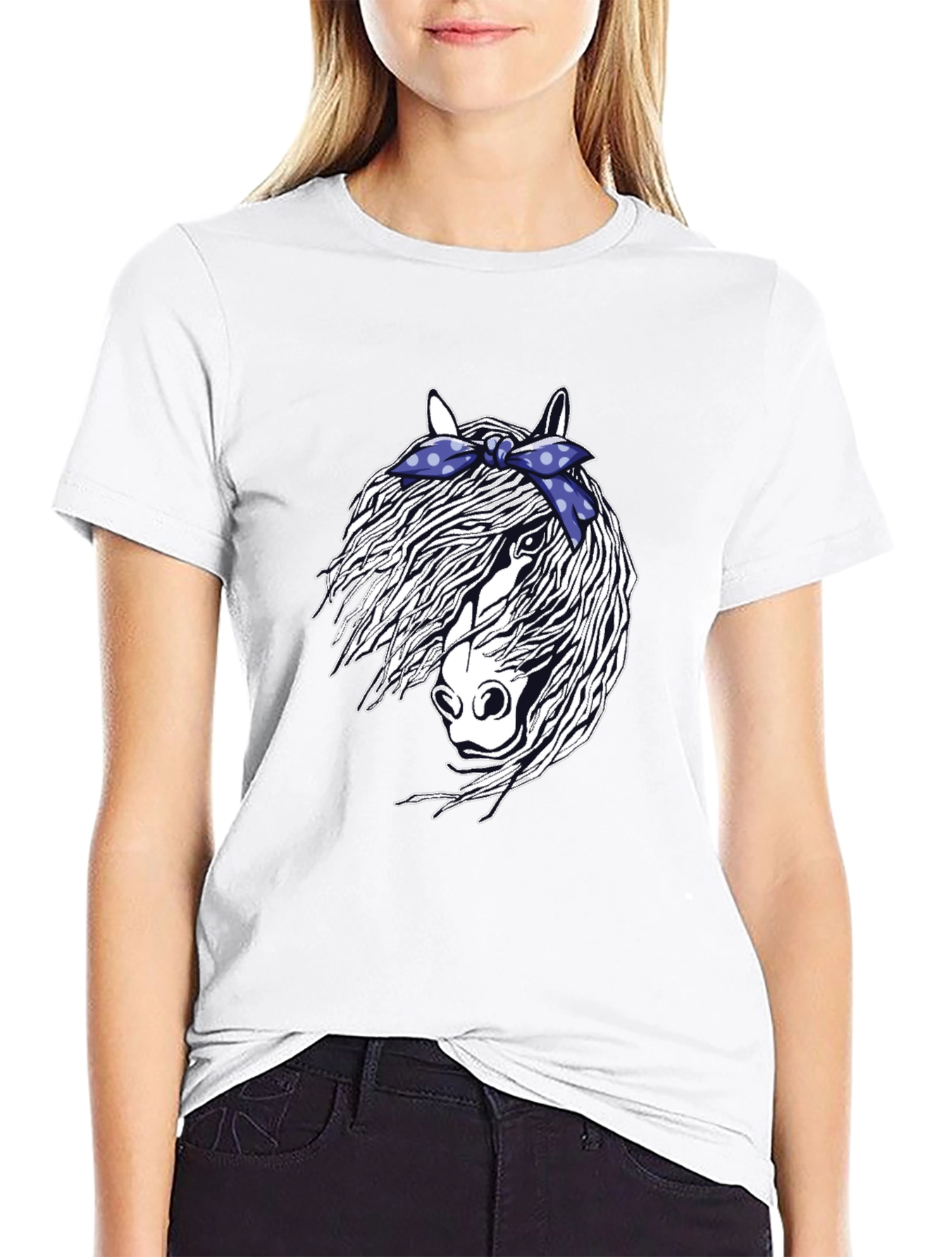 Black Horse with Bandana Graphic Tee view 9
